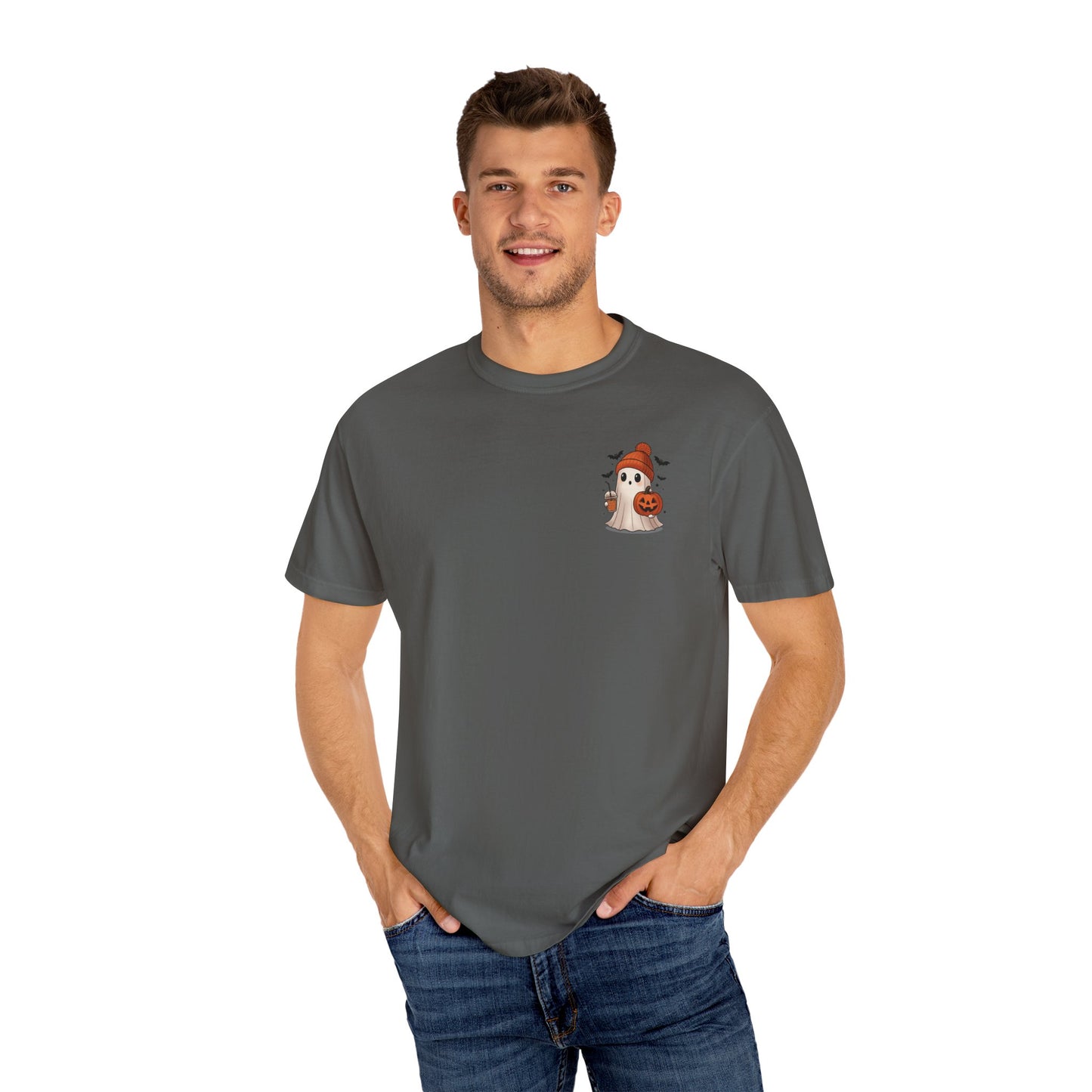 Halloween Holy Ghost T-Shirt, Unisex Garment-Dyed Tee for Halloween, Spooky Season Apparel, Ghost Lover, Cute Halloween Shirt