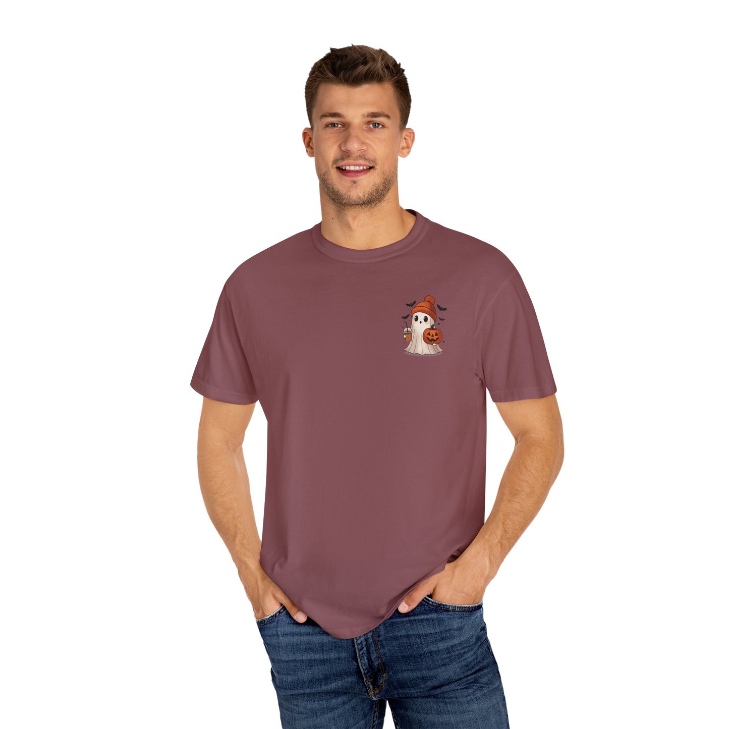 Halloween Holy Ghost T-Shirt, Unisex Garment-Dyed Tee for Halloween, Spooky Season Apparel, Ghost Lover, Cute Halloween Shirt