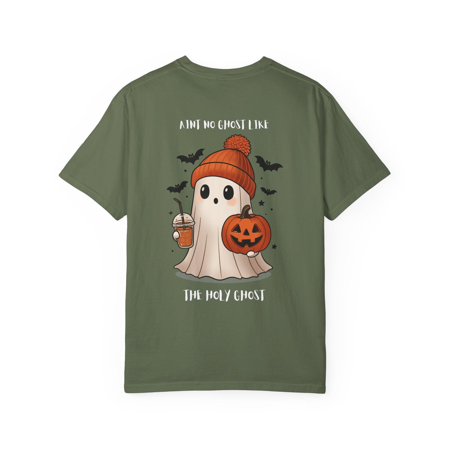 Halloween Holy Ghost T-Shirt, Unisex Garment-Dyed Tee for Halloween, Spooky Season Apparel, Ghost Lover, Cute Halloween Shirt