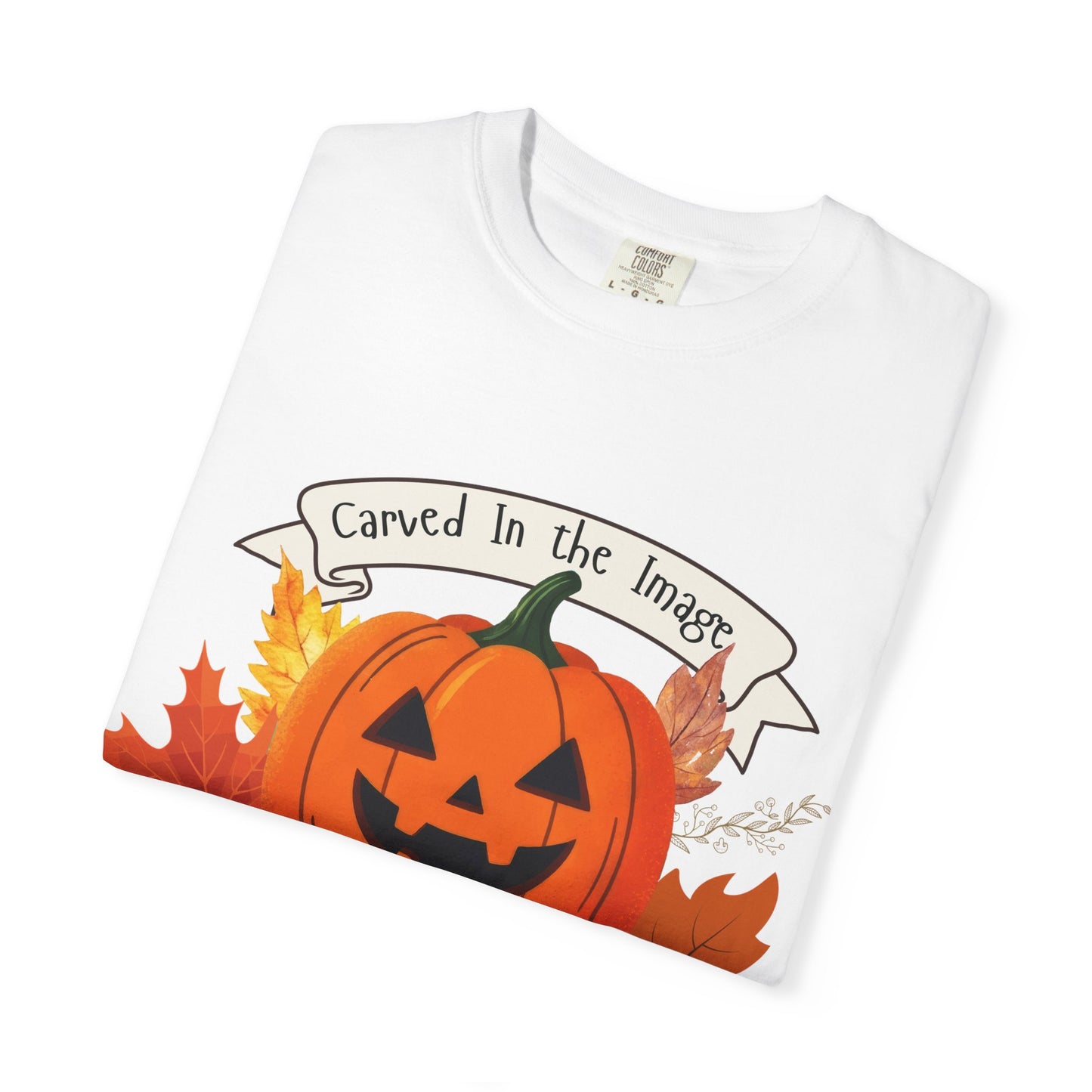 Autumn Pumpkin T-Shirt - Carved In The Image of God - Fall Fashion, Halloween Tee, Harvest Celebration, Cozy Casual Wear, Unisex Graphic Top