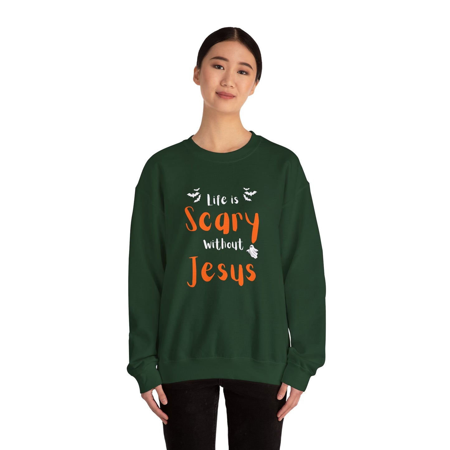 Scary Jesus Sweatshirt - Cozy Unisex Crewneck for Halloween, Faith, Religious Gifts, Church Events, Everyday Wear