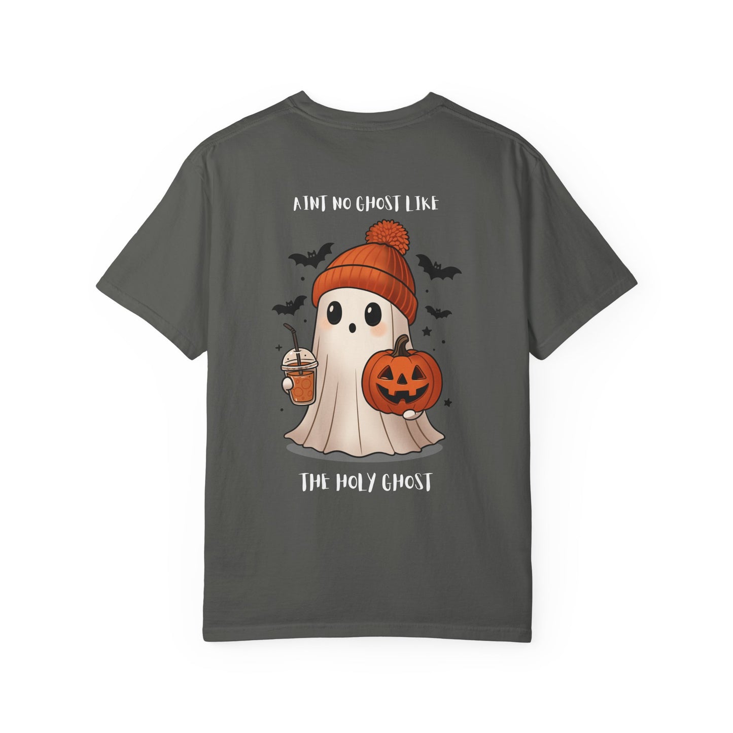 Halloween Holy Ghost T-Shirt, Unisex Garment-Dyed Tee for Halloween, Spooky Season Apparel, Ghost Lover, Cute Halloween Shirt