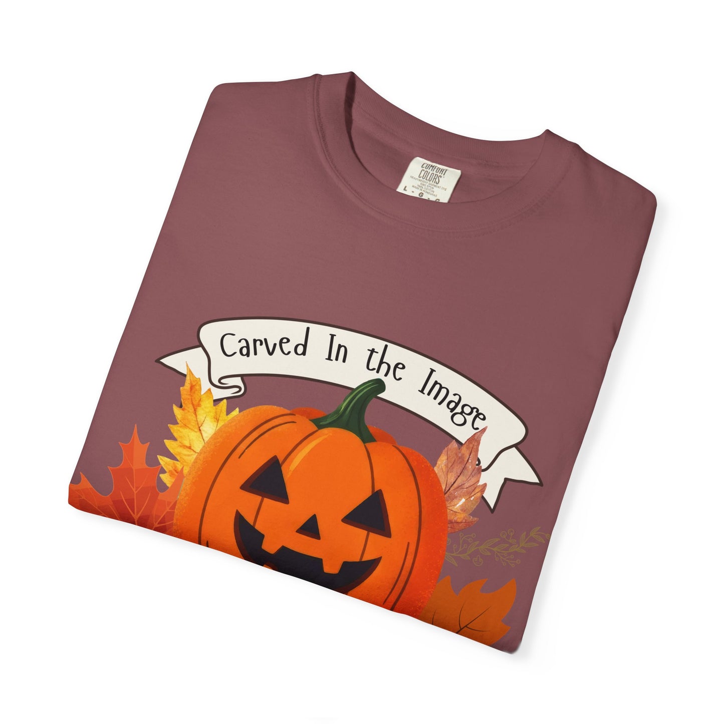Autumn Pumpkin T-Shirt - Carved In The Image of God - Fall Fashion, Halloween Tee, Harvest Celebration, Cozy Casual Wear, Unisex Graphic Top