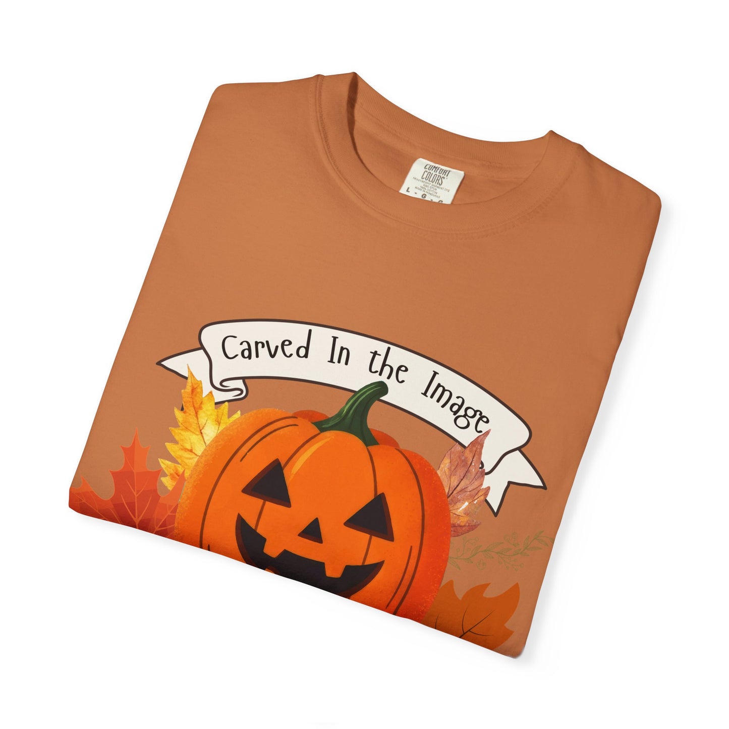 Autumn Pumpkin T-Shirt - Carved In The Image of God - Fall Fashion, Halloween Tee, Harvest Celebration, Cozy Casual Wear, Unisex Graphic Top