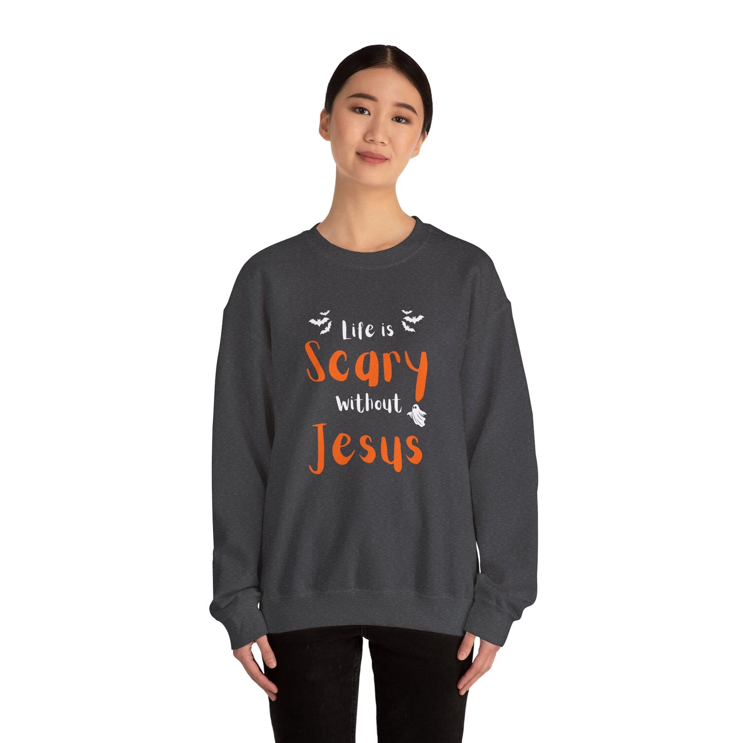 Scary Jesus Sweatshirt - Cozy Unisex Crewneck for Halloween, Faith, Religious Gifts, Church Events, Everyday Wear