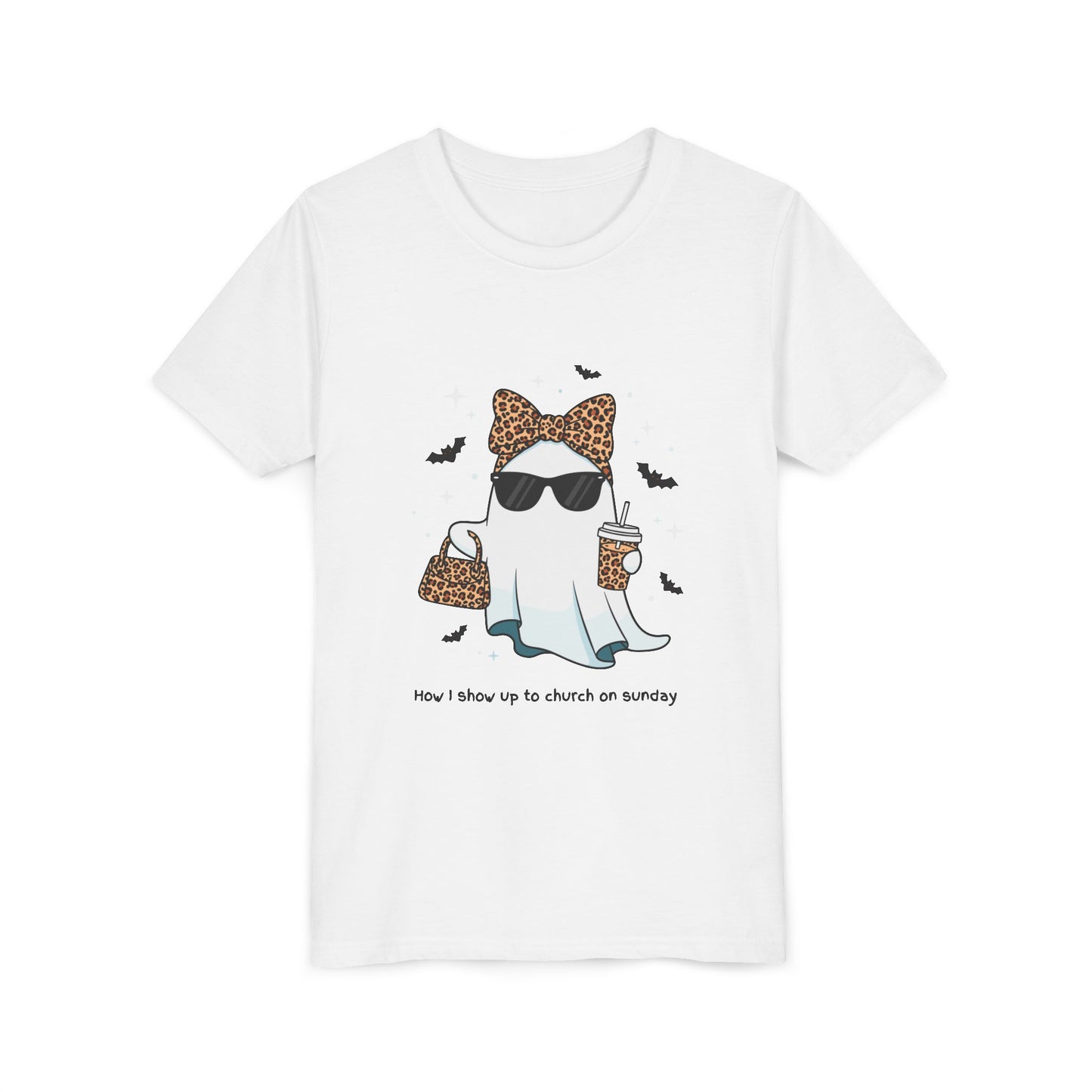 Ghostly Sunday Tee, Youth Ghost Graphic Shirt, Funny Kids T-Shirt, Halloween Wear, Cute Outfit for Kids