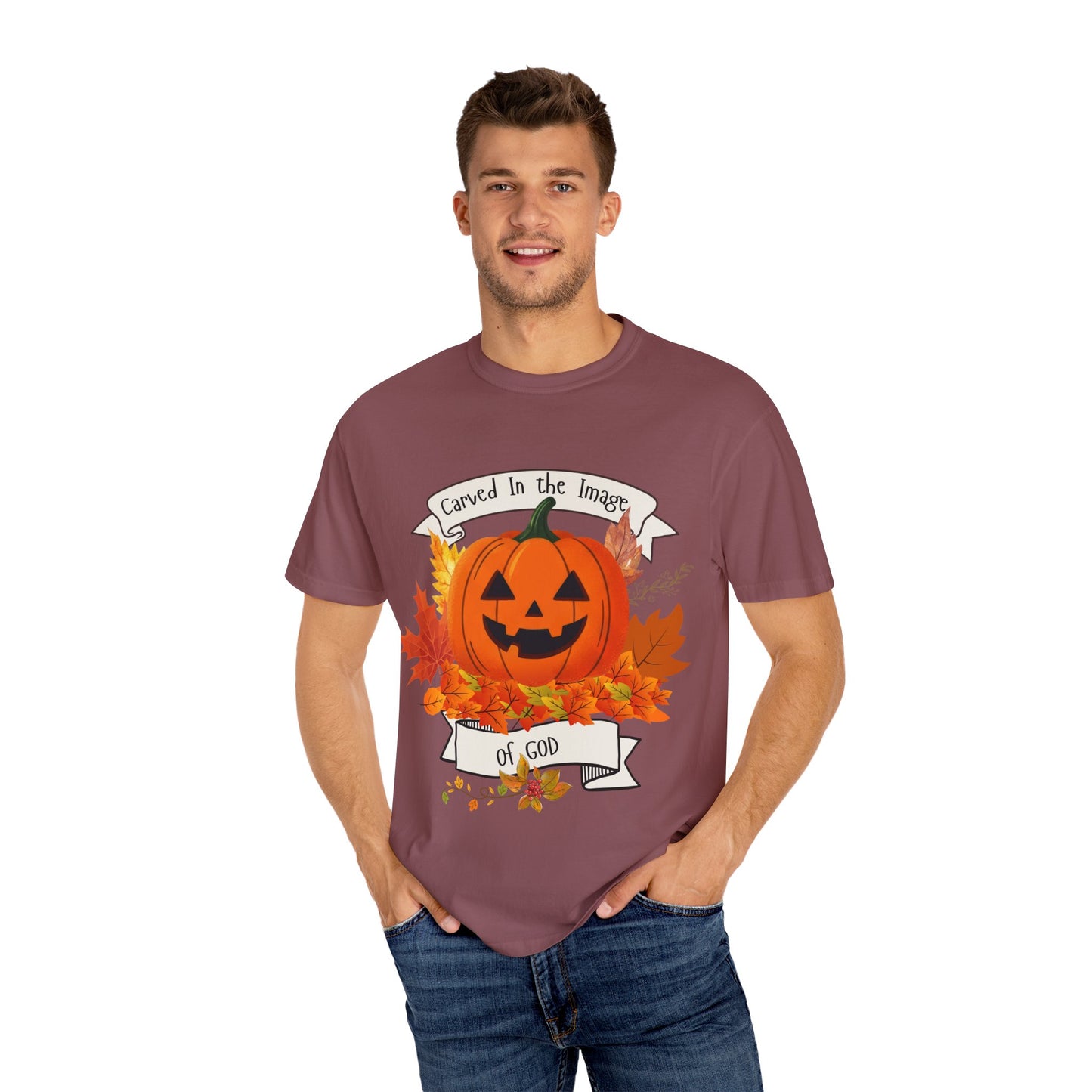 Autumn Pumpkin T-Shirt - Carved In The Image of God - Fall Fashion, Halloween Tee, Harvest Celebration, Cozy Casual Wear, Unisex Graphic Top