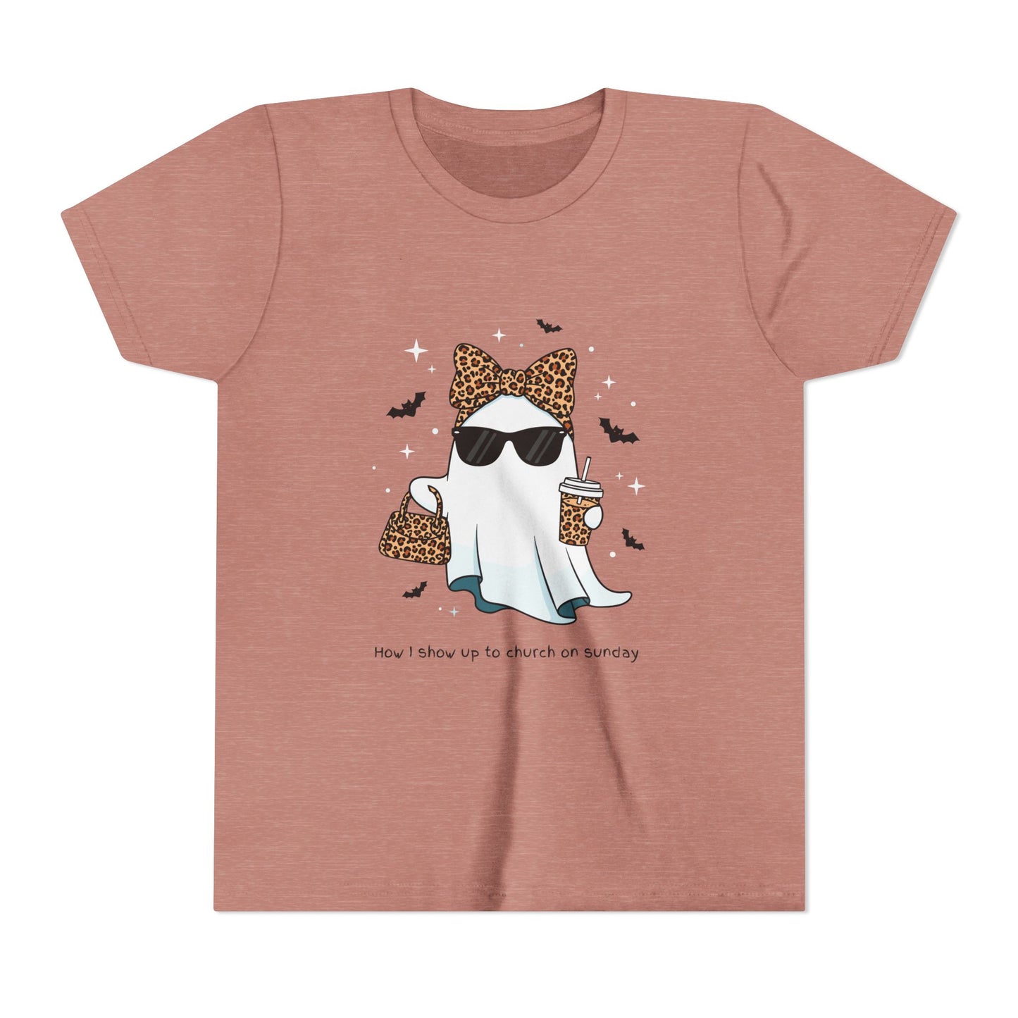 Ghostly Sunday Tee, Youth Ghost Graphic Shirt, Funny Kids T-Shirt, Halloween Wear, Cute Outfit for Kids