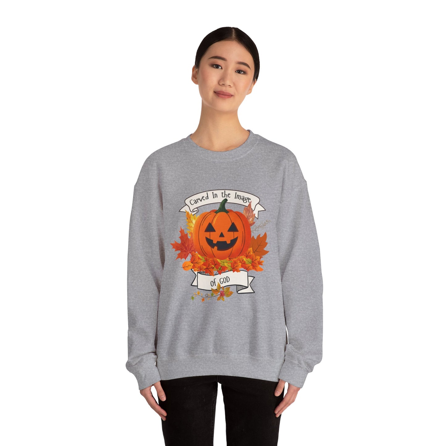 Halloween Pumpkin Made In The Image Sweatshirt - Cozy Fall Apparel, Unisex Crewneck, Perfect for Autumn, Halloween Party, Gift for Him, Gift for Her