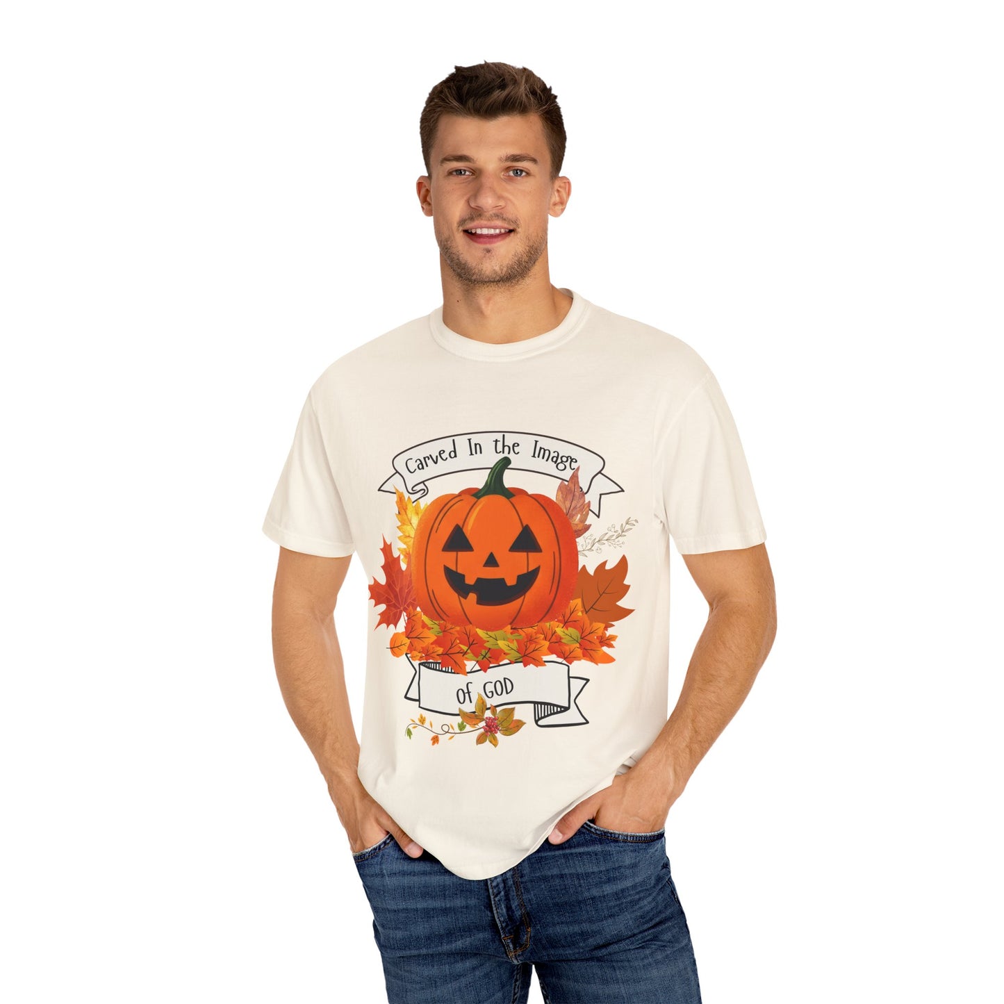 Autumn Pumpkin T-Shirt - Carved In The Image of God - Fall Fashion, Halloween Tee, Harvest Celebration, Cozy Casual Wear, Unisex Graphic Top