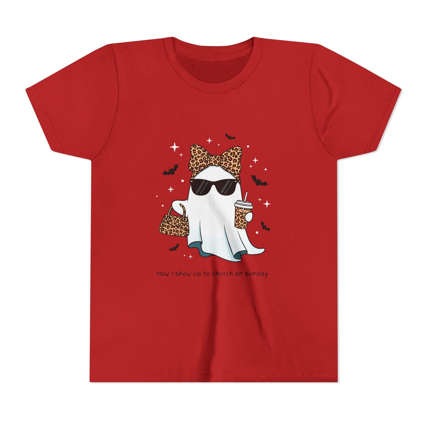 Ghostly Sunday Tee, Youth Ghost Graphic Shirt, Funny Kids T-Shirt, Halloween Wear, Cute Outfit for Kids