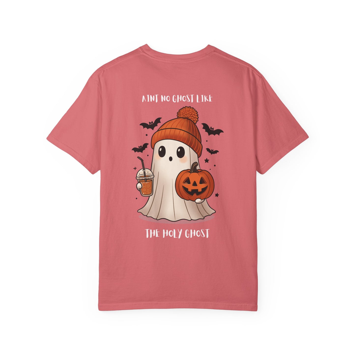 Halloween Holy Ghost T-Shirt, Unisex Garment-Dyed Tee for Halloween, Spooky Season Apparel, Ghost Lover, Cute Halloween Shirt