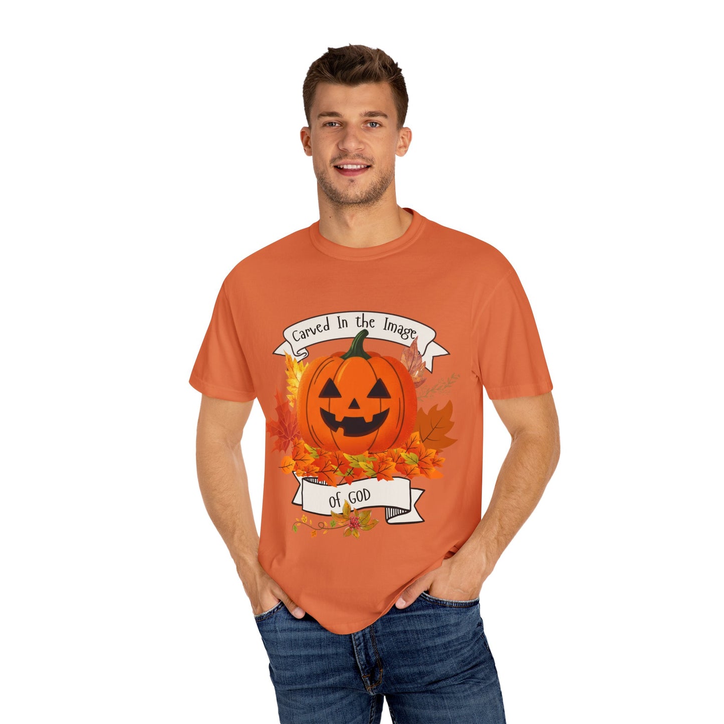Autumn Pumpkin T-Shirt - Carved In The Image of God - Fall Fashion, Halloween Tee, Harvest Celebration, Cozy Casual Wear, Unisex Graphic Top