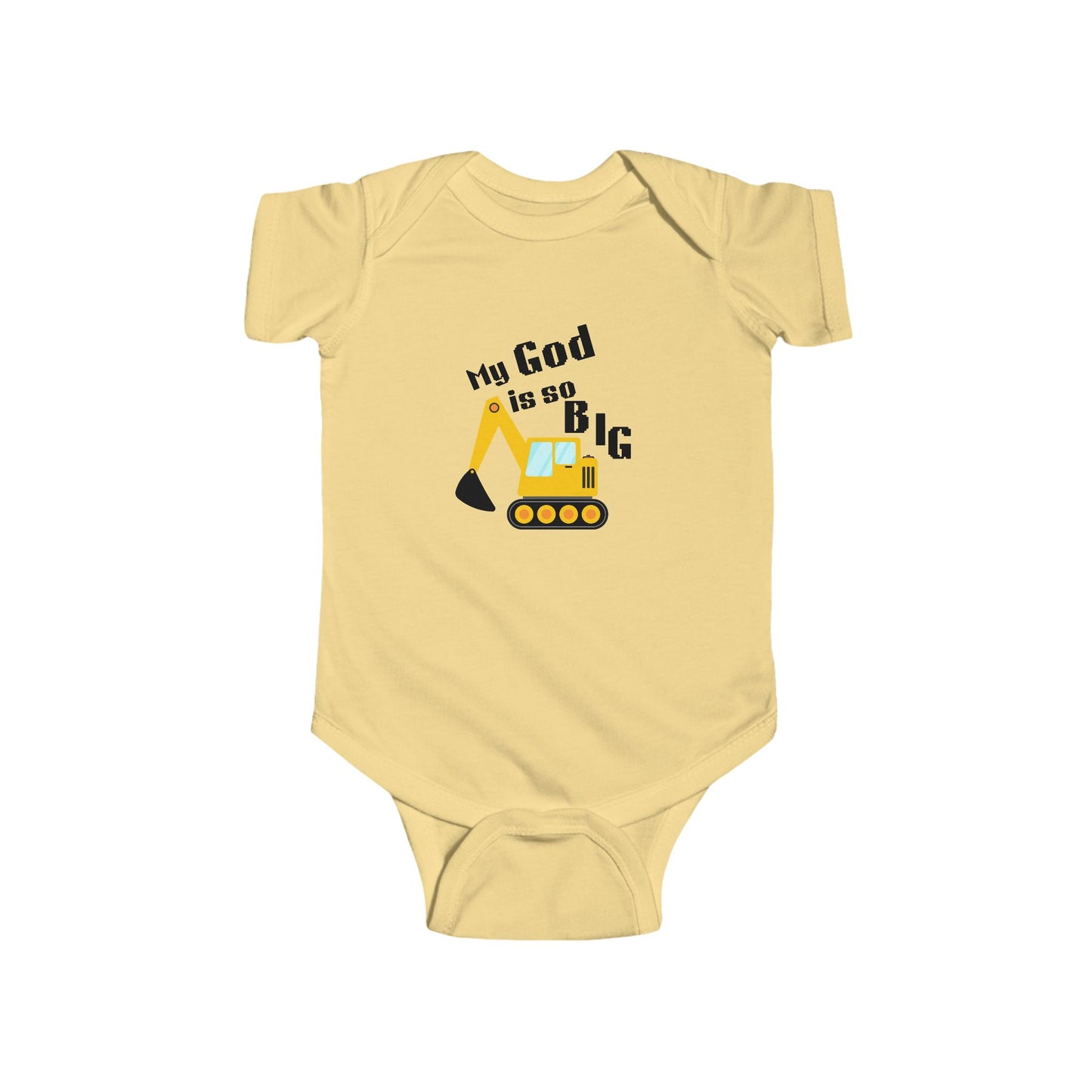 Cute Infant Bodysuit with Excavator Design - My God is So Big, Baby Shower Gift, Kids Clothing, Birthday Outfit, Personalized Babywear