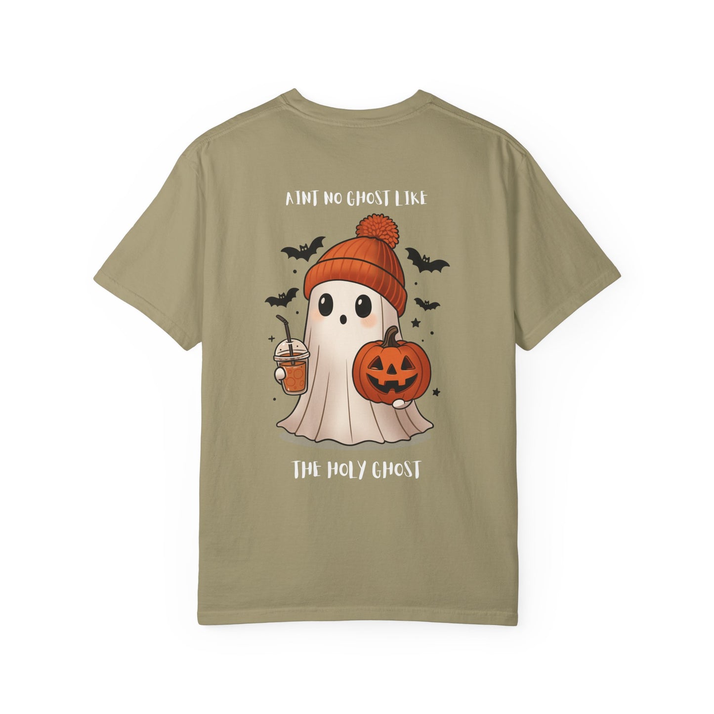 Halloween Holy Ghost T-Shirt, Unisex Garment-Dyed Tee for Halloween, Spooky Season Apparel, Ghost Lover, Cute Halloween Shirt