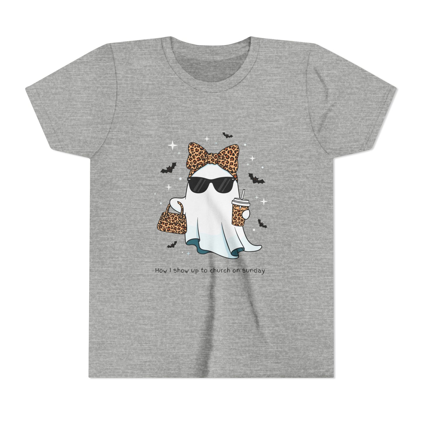 Ghostly Sunday Tee, Youth Ghost Graphic Shirt, Funny Kids T-Shirt, Halloween Wear, Cute Outfit for Kids