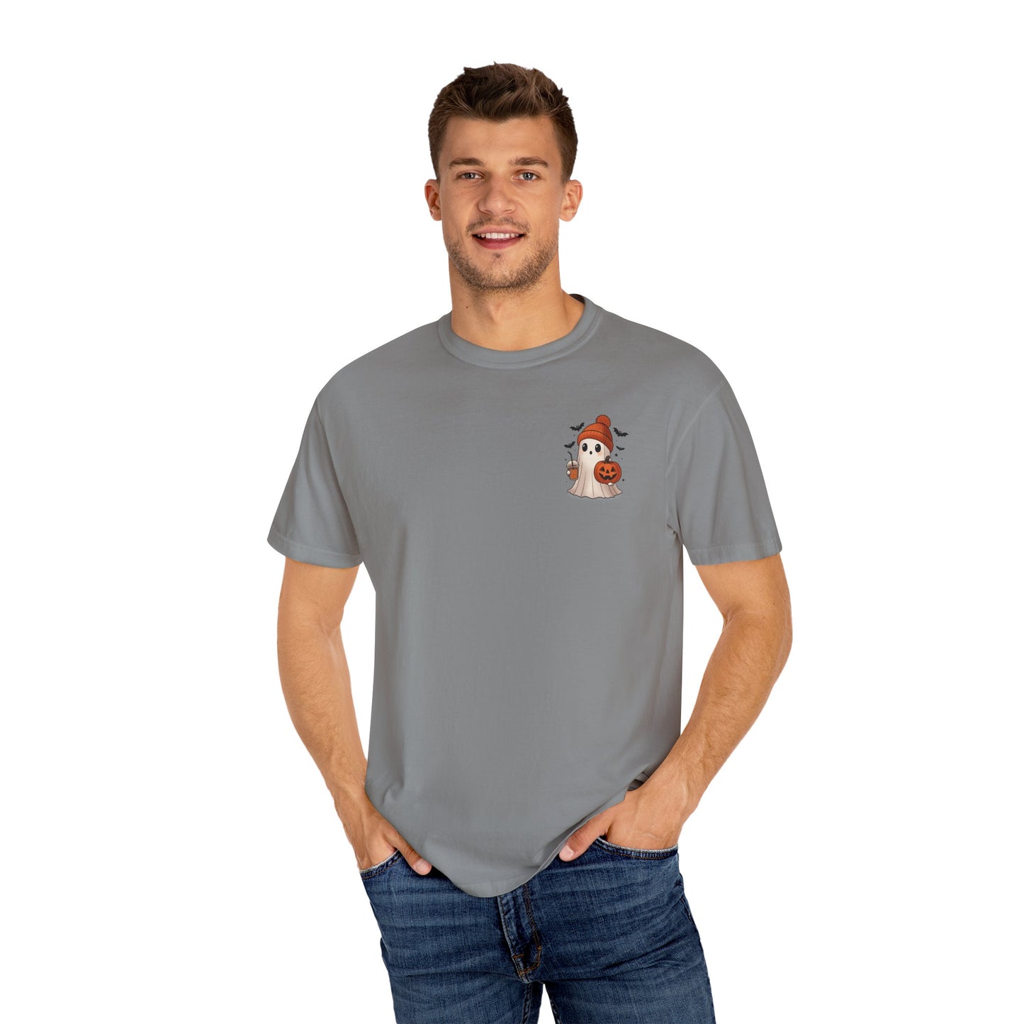 Halloween Holy Ghost T-Shirt, Unisex Garment-Dyed Tee for Halloween, Spooky Season Apparel, Ghost Lover, Cute Halloween Shirt