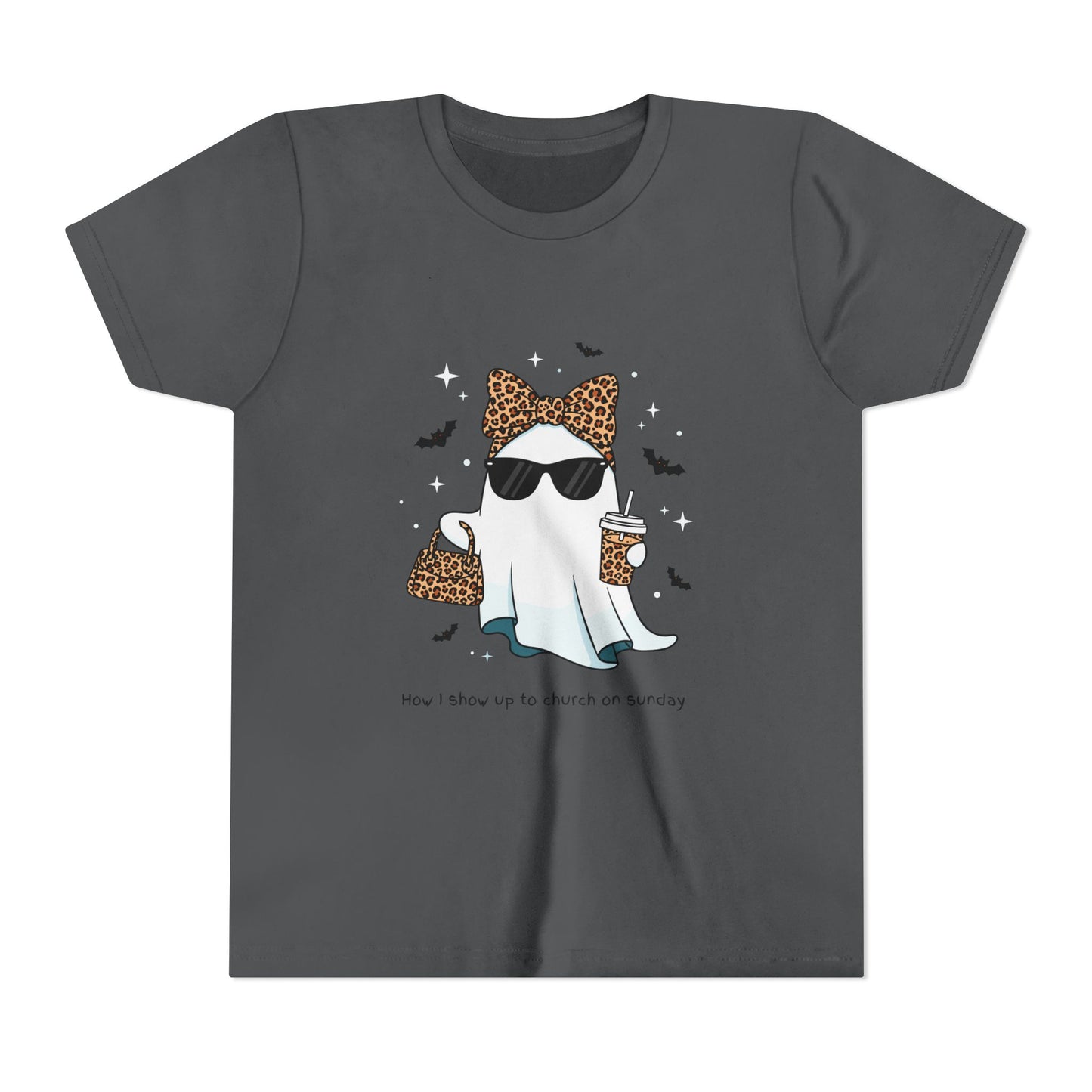Ghostly Sunday Tee, Youth Ghost Graphic Shirt, Funny Kids T-Shirt, Halloween Wear, Cute Outfit for Kids