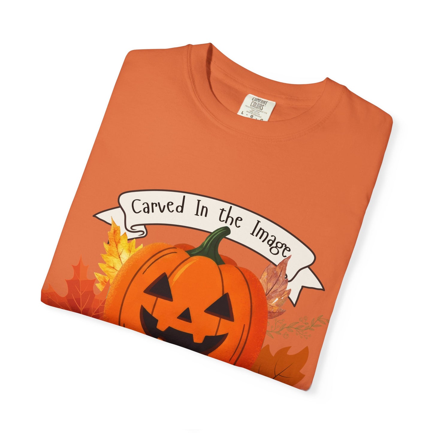 Autumn Pumpkin T-Shirt - Carved In The Image of God - Fall Fashion, Halloween Tee, Harvest Celebration, Cozy Casual Wear, Unisex Graphic Top
