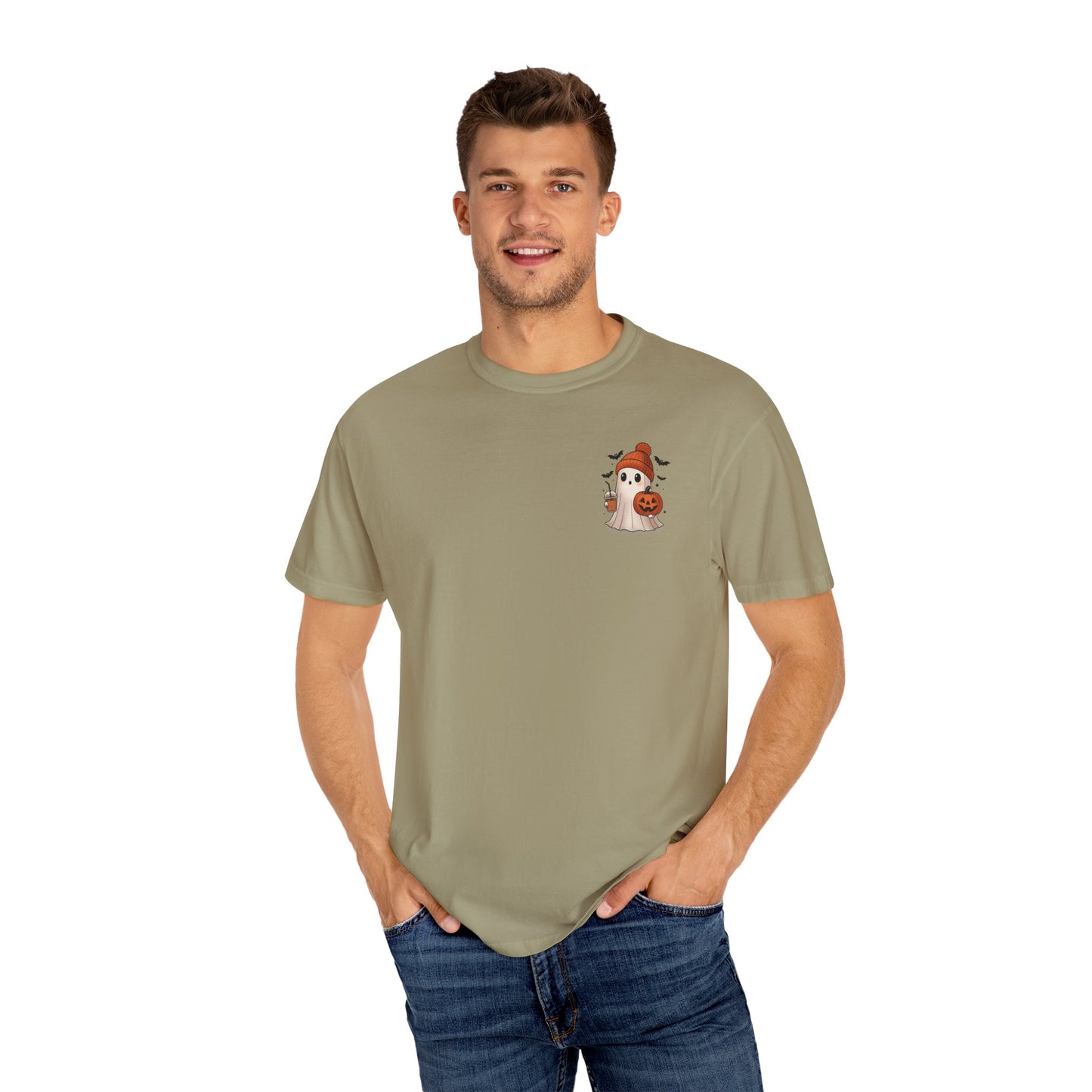 Halloween Holy Ghost T-Shirt, Unisex Garment-Dyed Tee for Halloween, Spooky Season Apparel, Ghost Lover, Cute Halloween Shirt