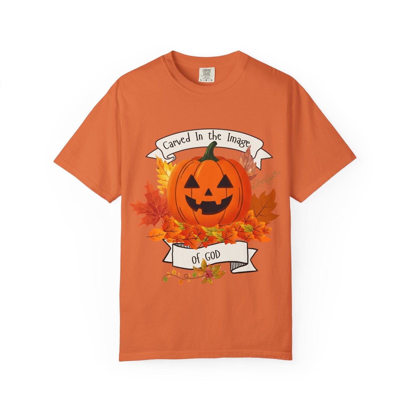 Autumn Pumpkin T-Shirt - Carved In The Image of God - Fall Fashion, Halloween Tee, Harvest Celebration, Cozy Casual Wear, Unisex Graphic Top