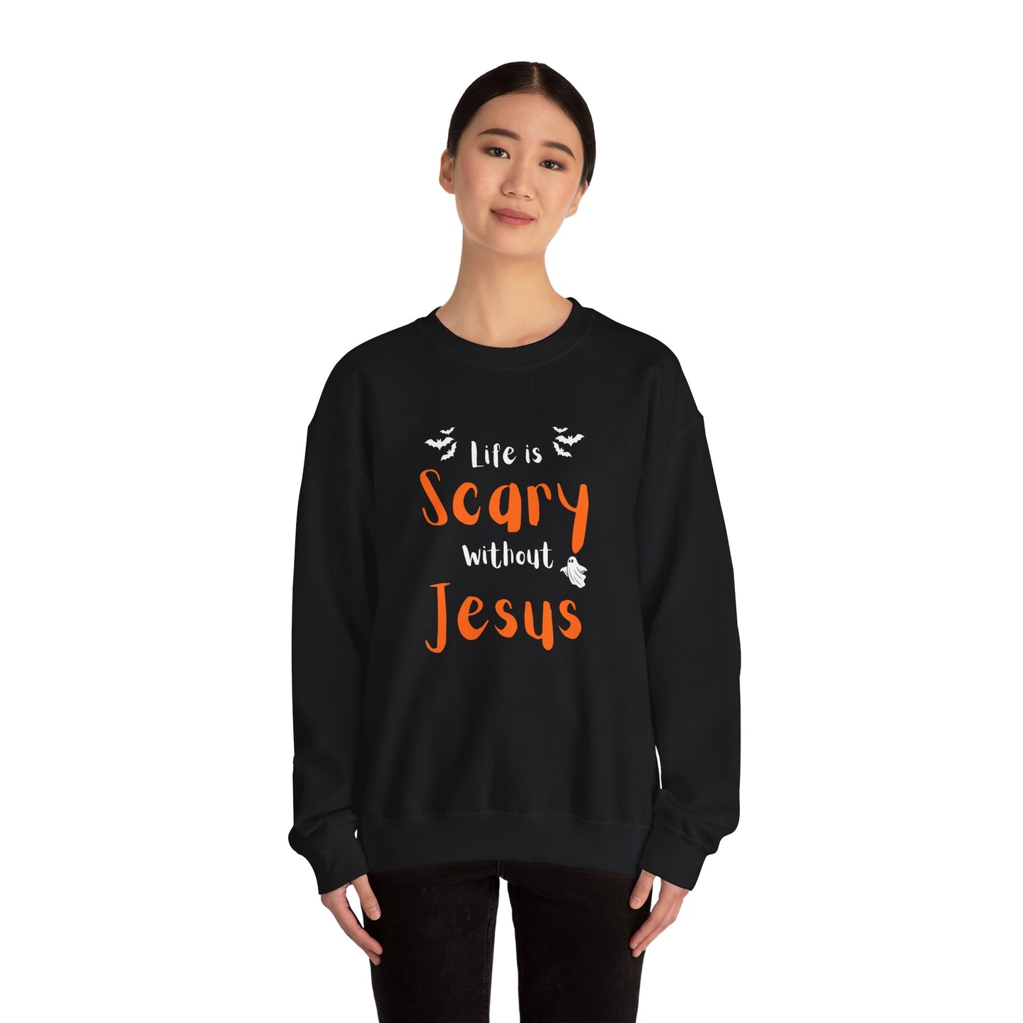 Scary Jesus Sweatshirt - Cozy Unisex Crewneck for Halloween, Faith, Religious Gifts, Church Events, Everyday Wear