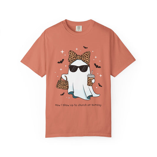 Stylish Fancy Ghost T-Shirt, Funny Tee, Cute Halloween Apparel, Unisex Casual Top, Gift for Cat Lovers, Sunday Funday Shirt