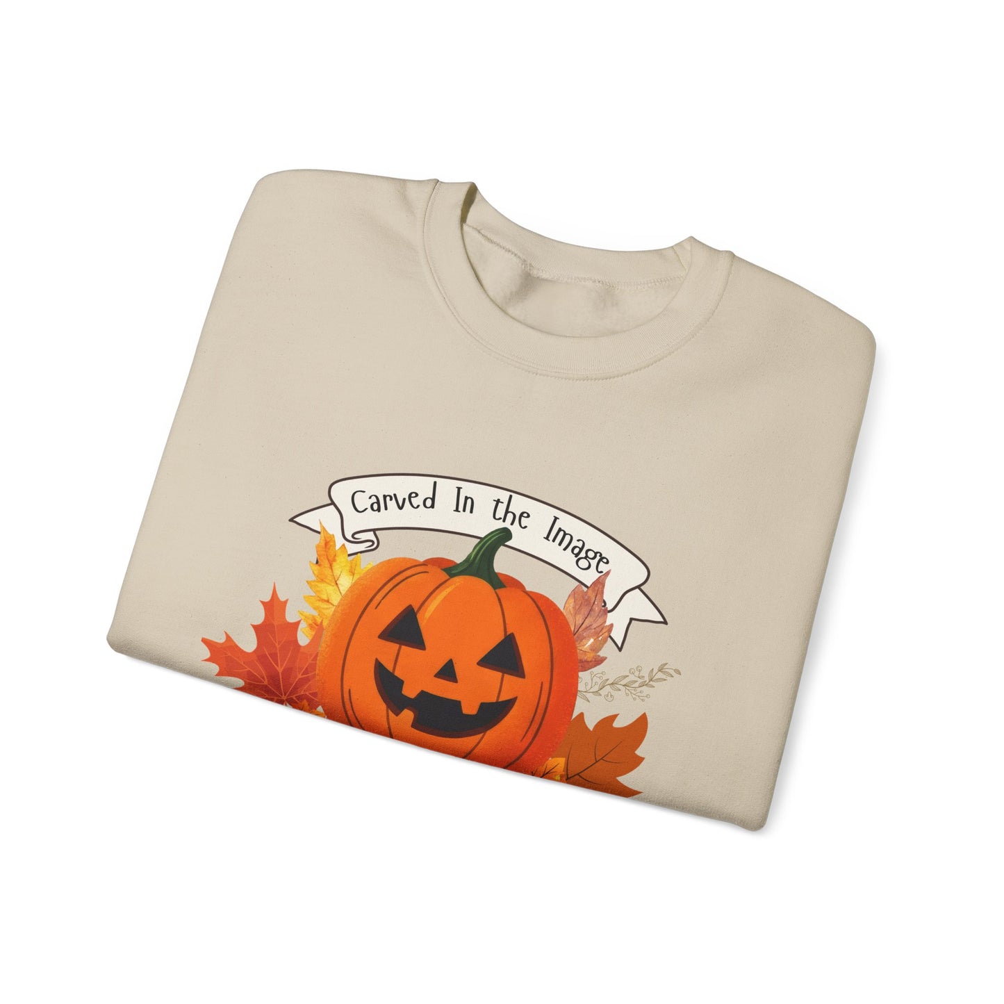 Halloween Pumpkin Made In The Image Sweatshirt - Cozy Fall Apparel, Unisex Crewneck, Perfect for Autumn, Halloween Party, Gift for Him, Gift for Her