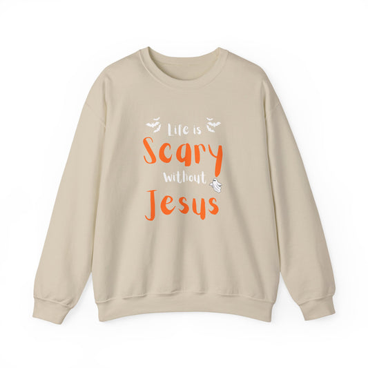 Scary Jesus Sweatshirt - Cozy Unisex Crewneck for Halloween, Faith, Religious Gifts, Church Events, Everyday Wear