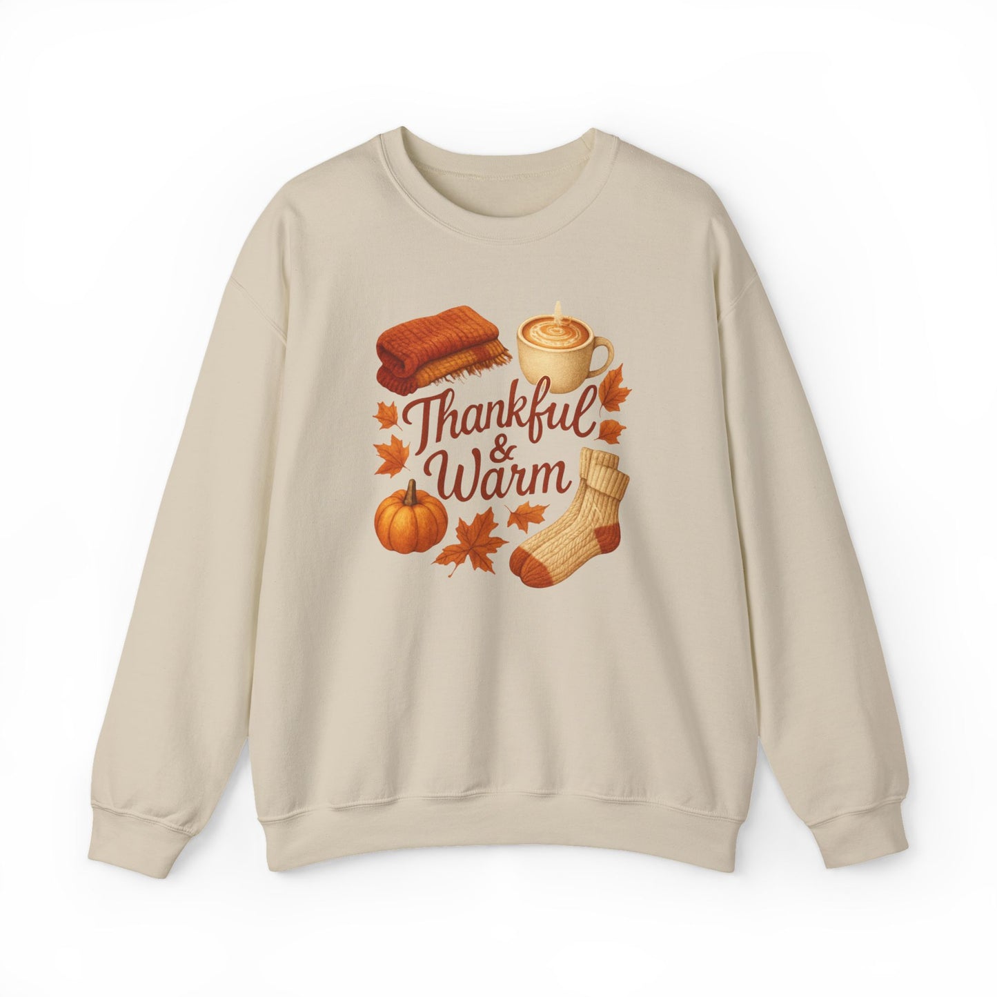 Thankful & Warm Crewneck Sweatshirt | Cozy Fall Fashion, Autumn Outfit, Thanksgiving Gift, Comfortable Layering, Seasonal Style