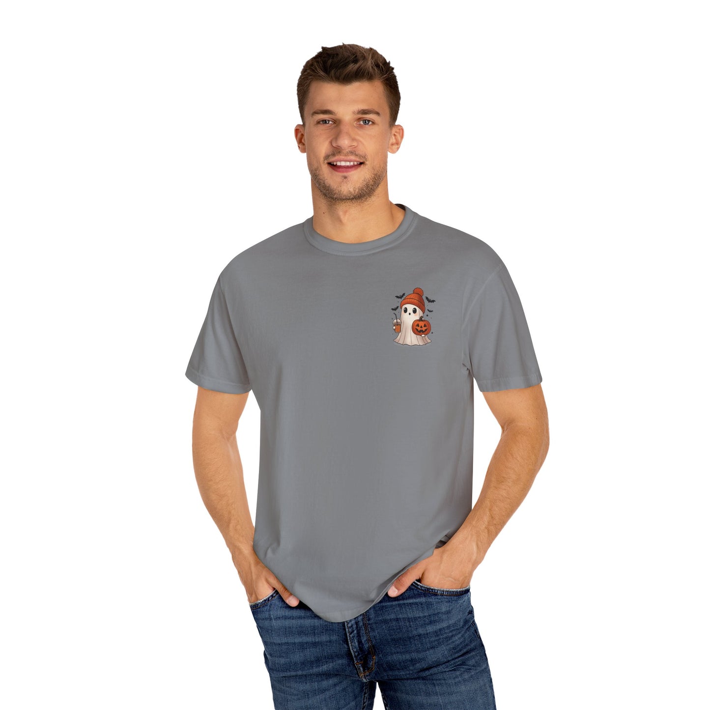 Halloween Holy Ghost T-Shirt, Unisex Garment-Dyed Tee for Halloween, Spooky Season Apparel, Ghost Lover, Cute Halloween Shirt