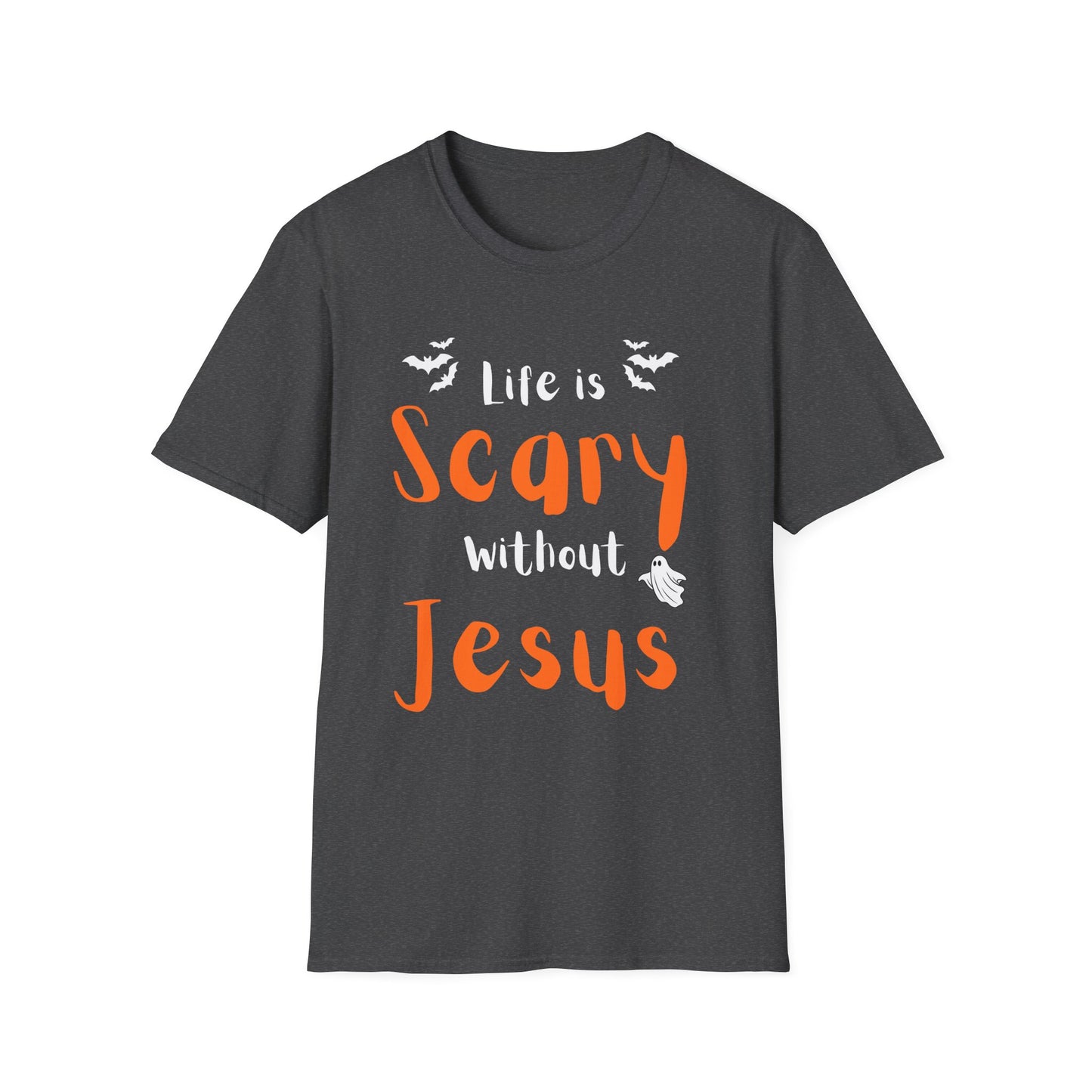 Halloween Faith T-Shirt, Life is Scary without Jesus Tee, Christian Halloween Shirt, Unisex Casual Tee, Fall Faith Apparel, Spooky [...]