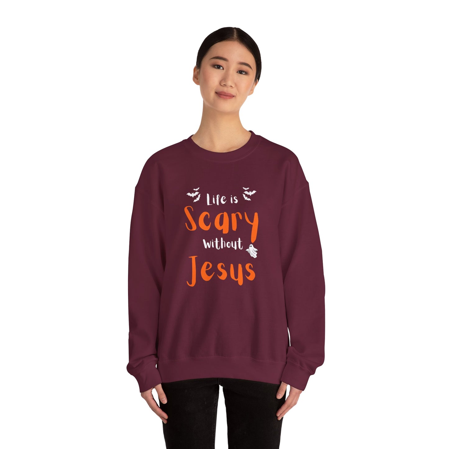 Scary Jesus Sweatshirt - Cozy Unisex Crewneck for Halloween, Faith, Religious Gifts, Church Events, Everyday Wear