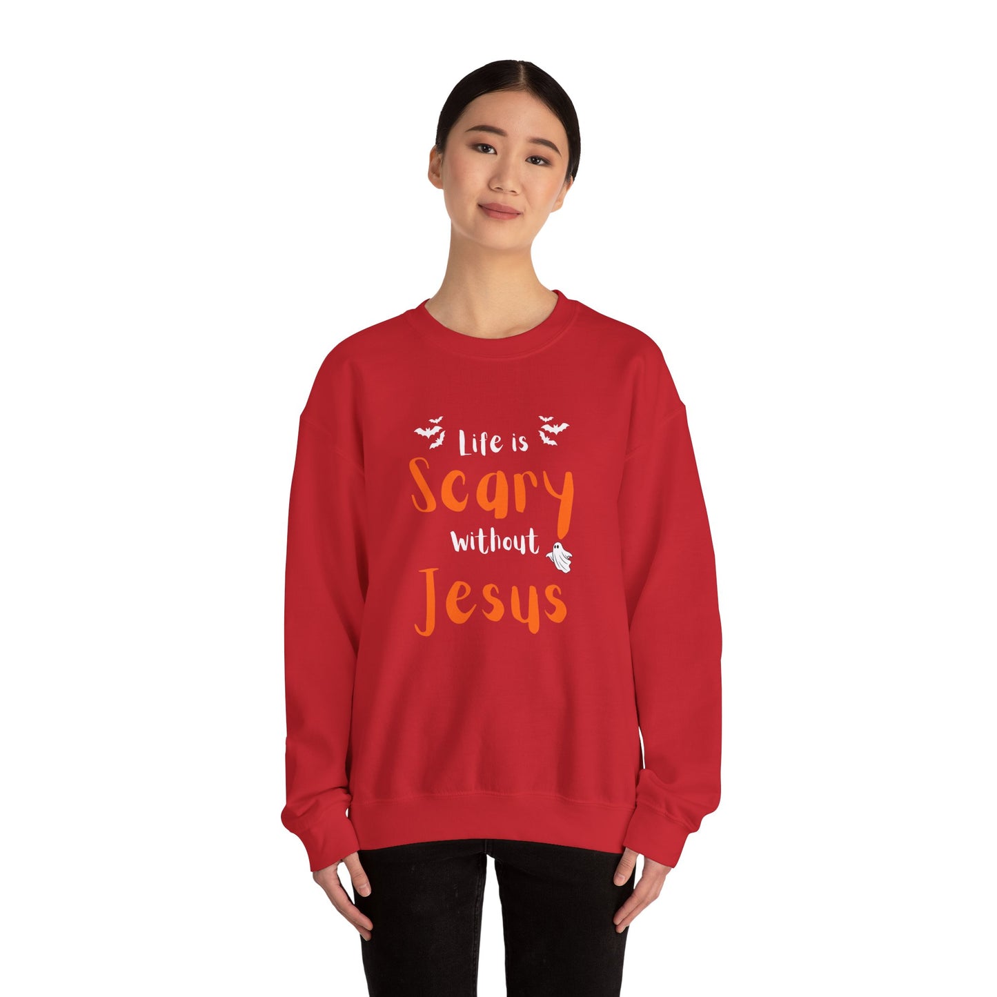 Scary Jesus Sweatshirt - Cozy Unisex Crewneck for Halloween, Faith, Religious Gifts, Church Events, Everyday Wear