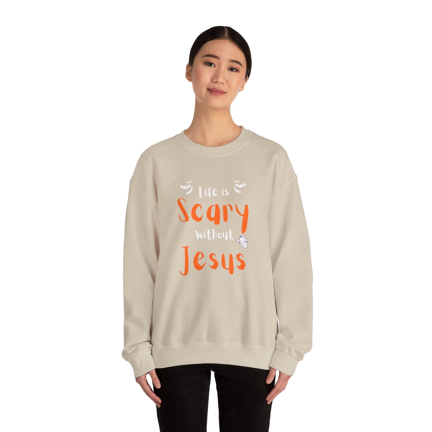 Scary Jesus Sweatshirt - Cozy Unisex Crewneck for Halloween, Faith, Religious Gifts, Church Events, Everyday Wear