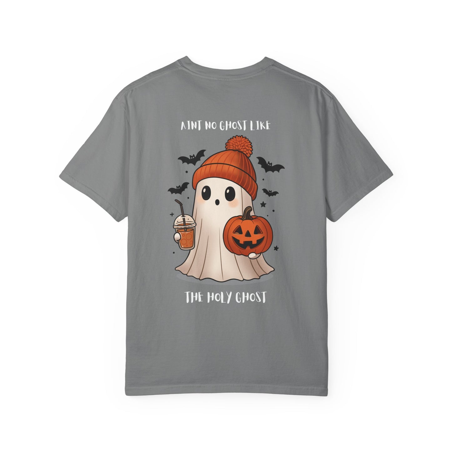 Halloween Holy Ghost T-Shirt, Unisex Garment-Dyed Tee for Halloween, Spooky Season Apparel, Ghost Lover, Cute Halloween Shirt