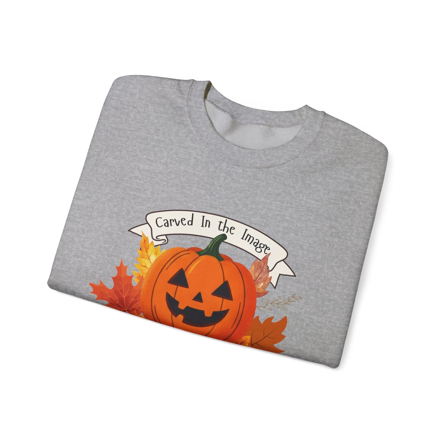 Halloween Pumpkin Made In The Image Sweatshirt - Cozy Fall Apparel, Unisex Crewneck, Perfect for Autumn, Halloween Party, Gift for Him, Gift for Her