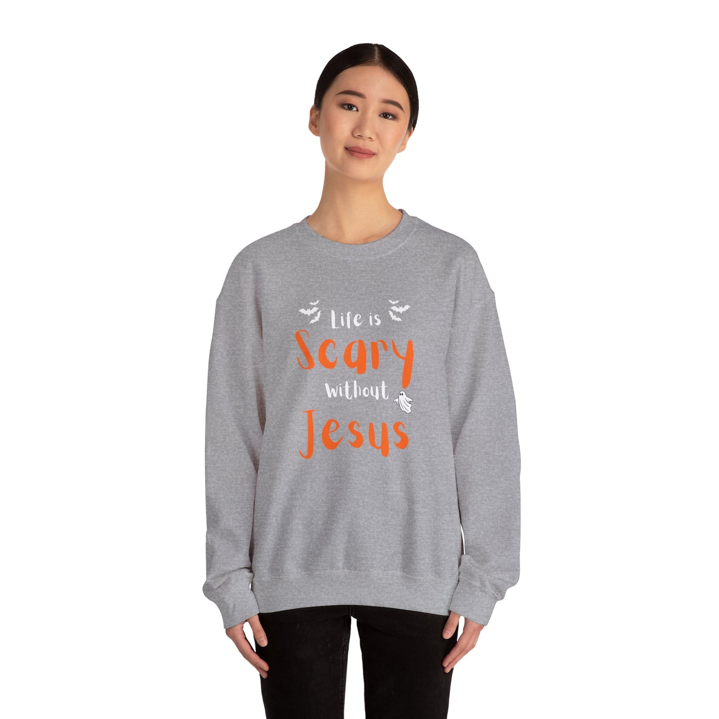 Scary Jesus Sweatshirt - Cozy Unisex Crewneck for Halloween, Faith, Religious Gifts, Church Events, Everyday Wear