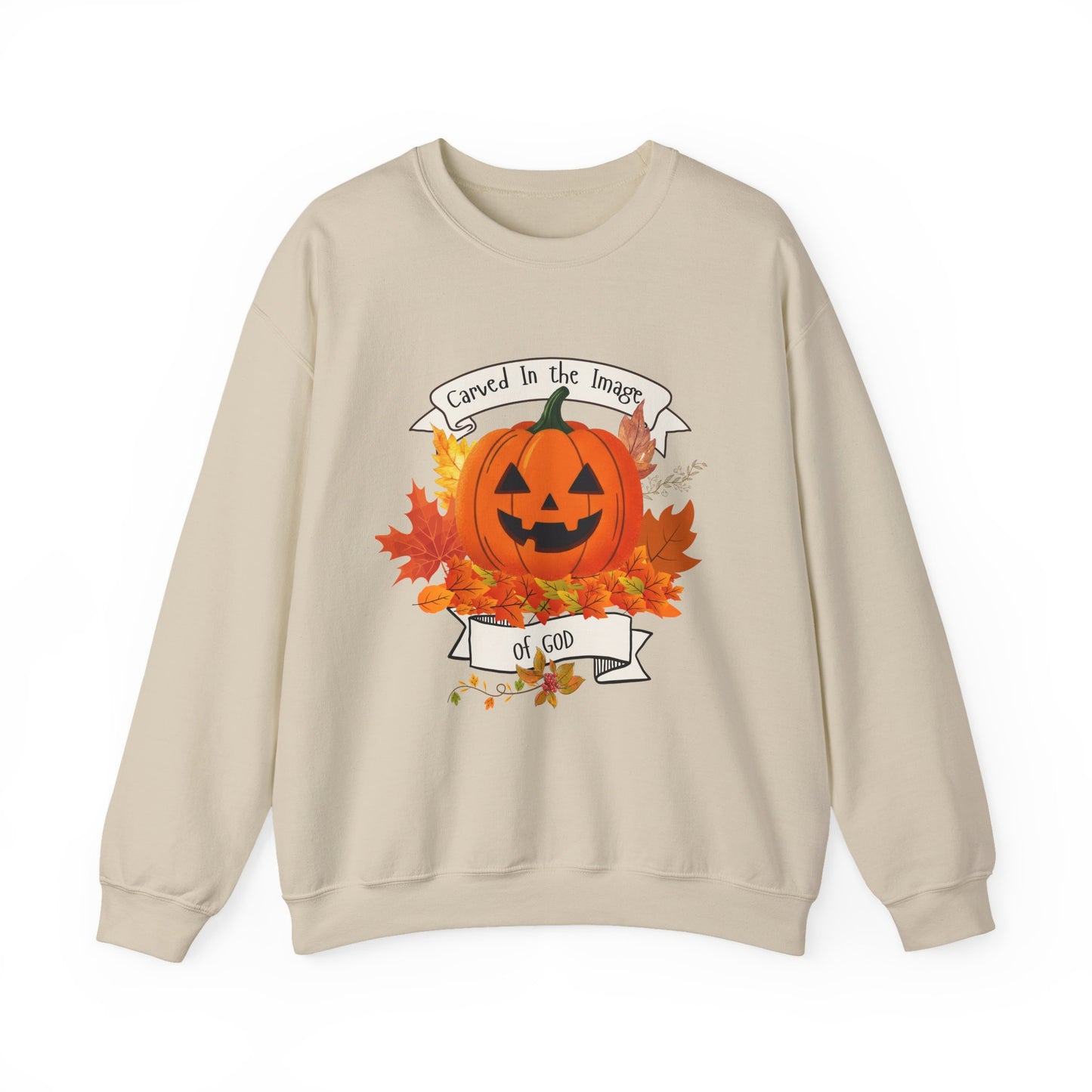 Halloween Pumpkin Made In The Image Sweatshirt - Cozy Fall Apparel, Unisex Crewneck, Perfect for Autumn, Halloween Party, Gift for Him, Gift for Her