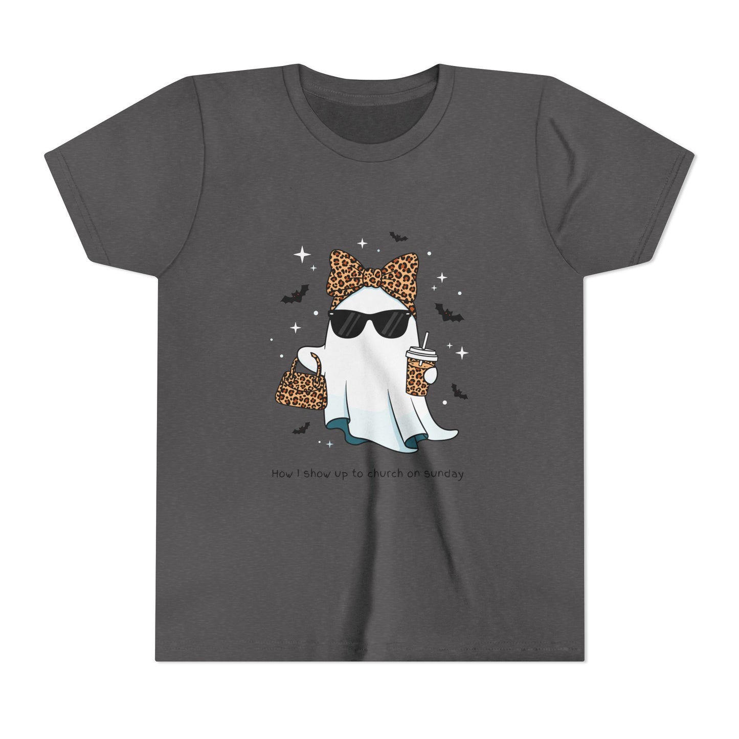 Ghostly Sunday Tee, Youth Ghost Graphic Shirt, Funny Kids T-Shirt, Halloween Wear, Cute Outfit for Kids