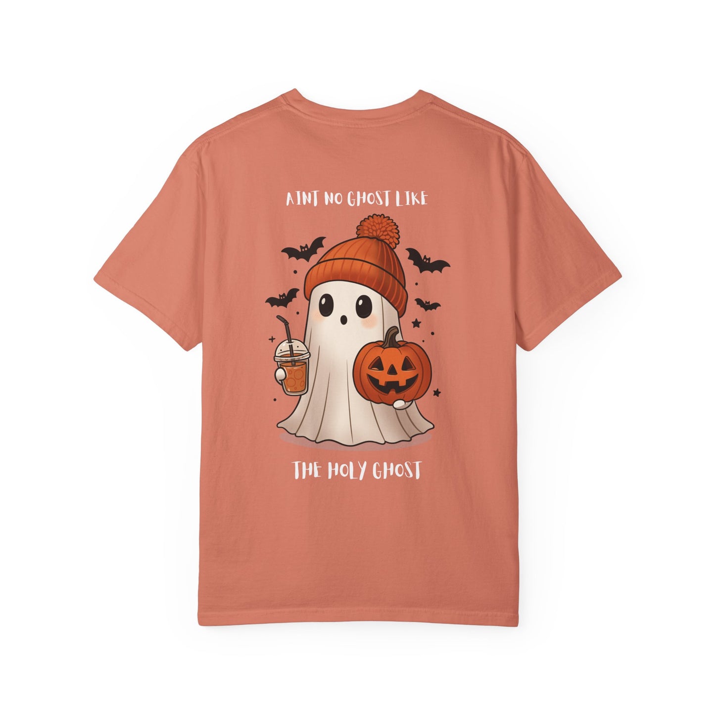 Halloween Holy Ghost T-Shirt, Unisex Garment-Dyed Tee for Halloween, Spooky Season Apparel, Ghost Lover, Cute Halloween Shirt
