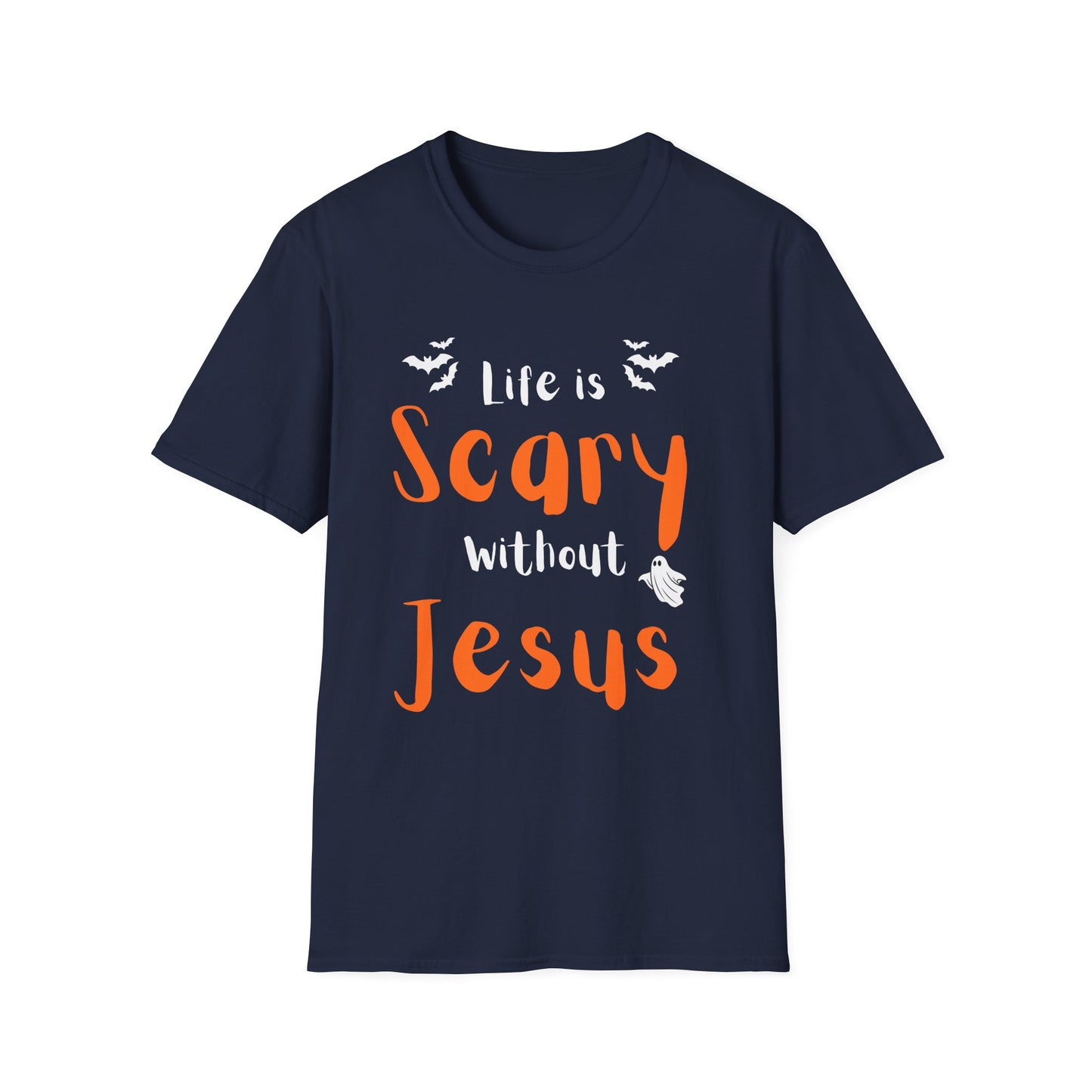 Halloween Faith T-Shirt, Life is Scary without Jesus Tee, Christian Halloween Shirt, Unisex Casual Tee, Fall Faith Apparel, Spooky [...]