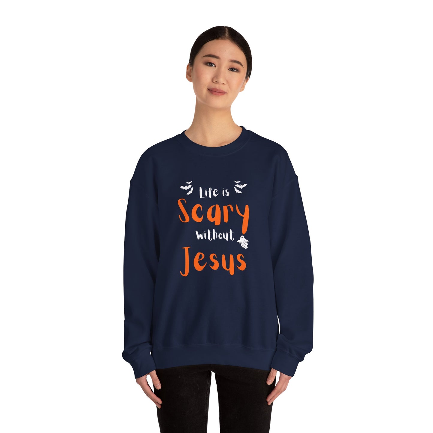 Scary Jesus Sweatshirt - Cozy Unisex Crewneck for Halloween, Faith, Religious Gifts, Church Events, Everyday Wear