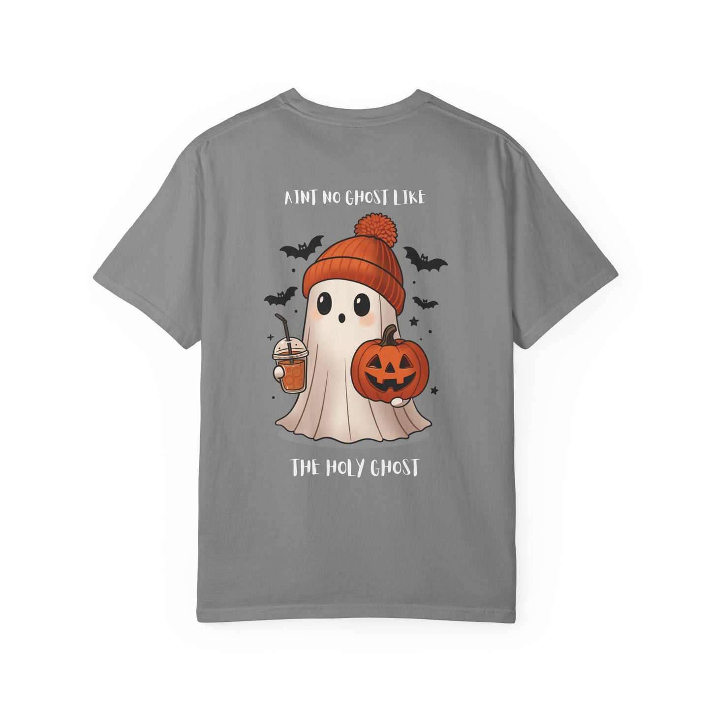 Halloween Holy Ghost T-Shirt, Unisex Garment-Dyed Tee for Halloween, Spooky Season Apparel, Ghost Lover, Cute Halloween Shirt