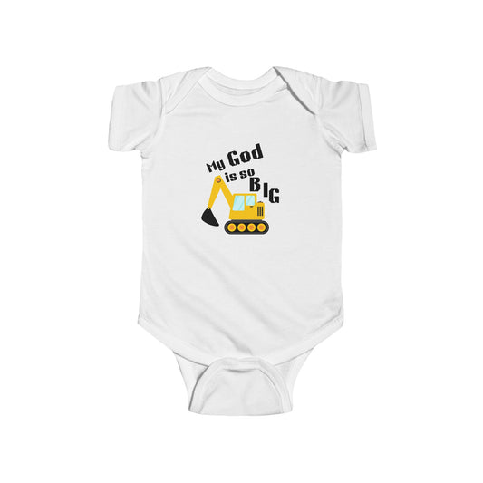 Cute Infant Bodysuit with Excavator Design - My God is So Big, Baby Shower Gift, Kids Clothing, Birthday Outfit, Personalized Babywear