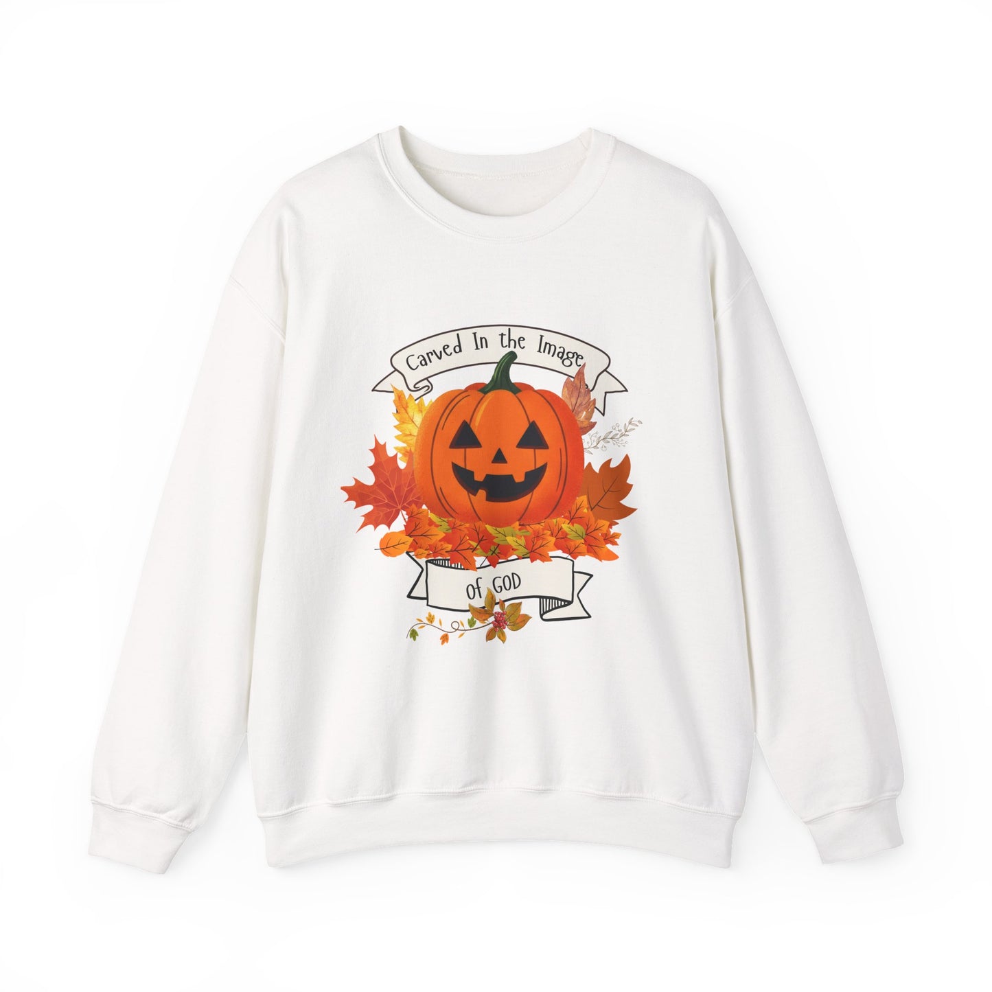 Halloween Pumpkin Made In The Image Sweatshirt - Cozy Fall Apparel, Unisex Crewneck, Perfect for Autumn, Halloween Party, Gift for Him, Gift for Her