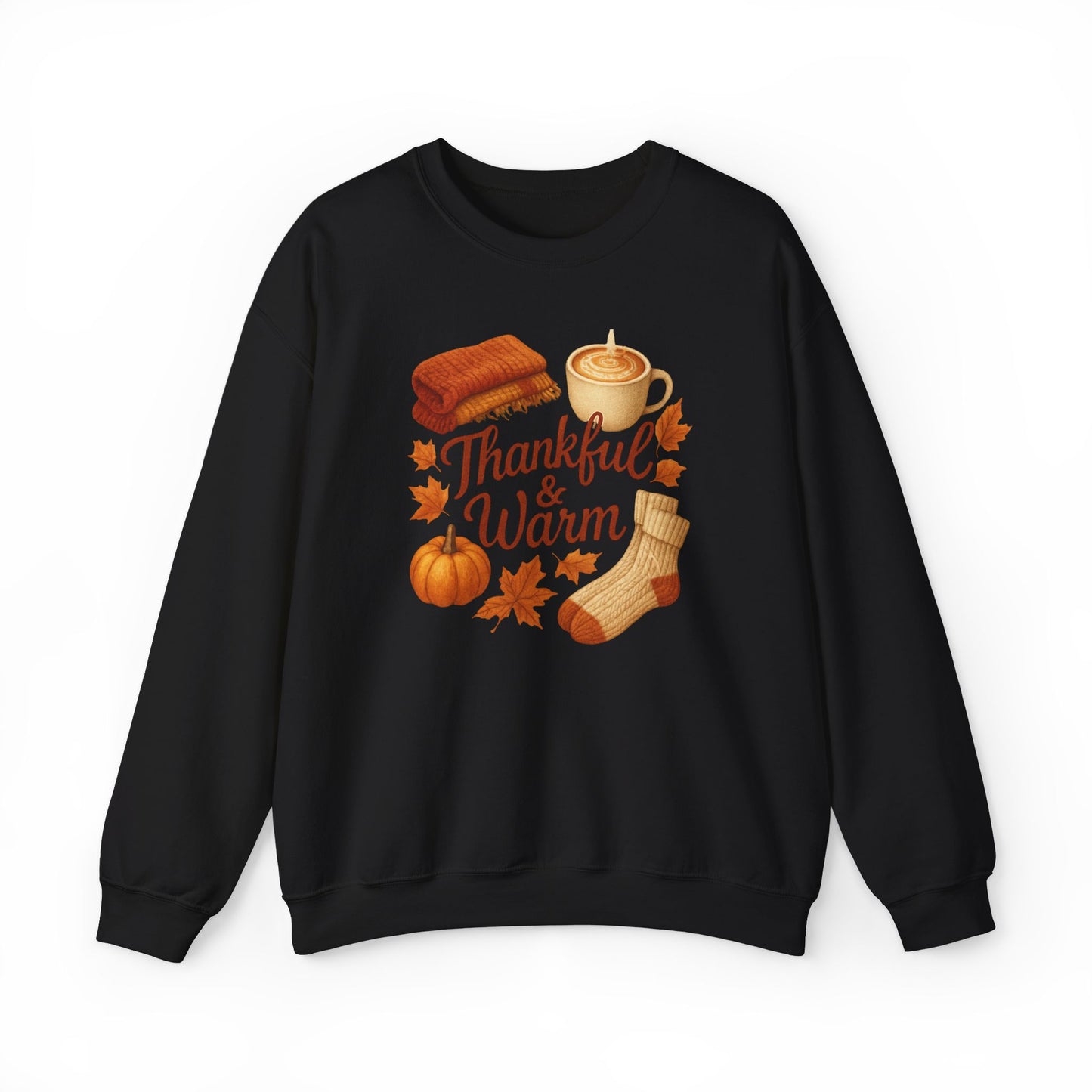 Thankful & Warm Crewneck Sweatshirt | Cozy Fall Fashion, Autumn Outfit, Thanksgiving Gift, Comfortable Layering, Seasonal Style