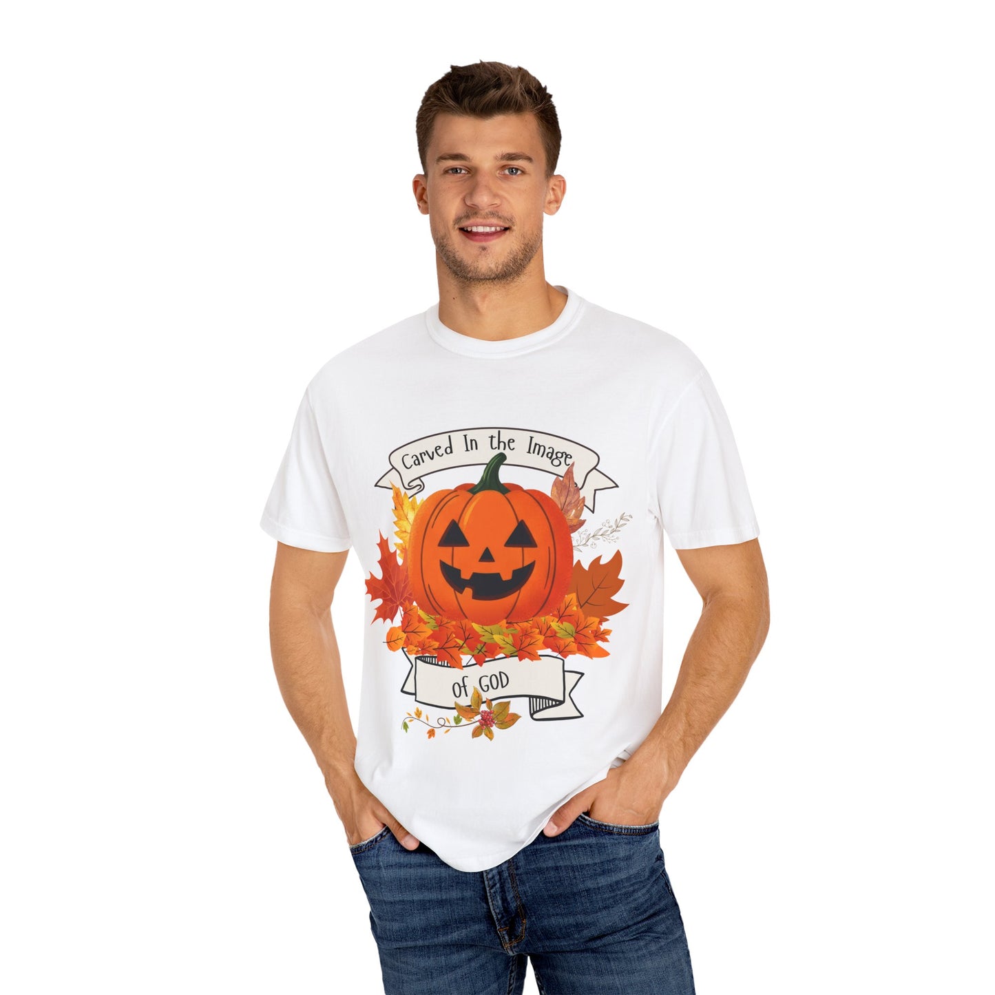 Autumn Pumpkin T-Shirt - Carved In The Image of God - Fall Fashion, Halloween Tee, Harvest Celebration, Cozy Casual Wear, Unisex Graphic Top