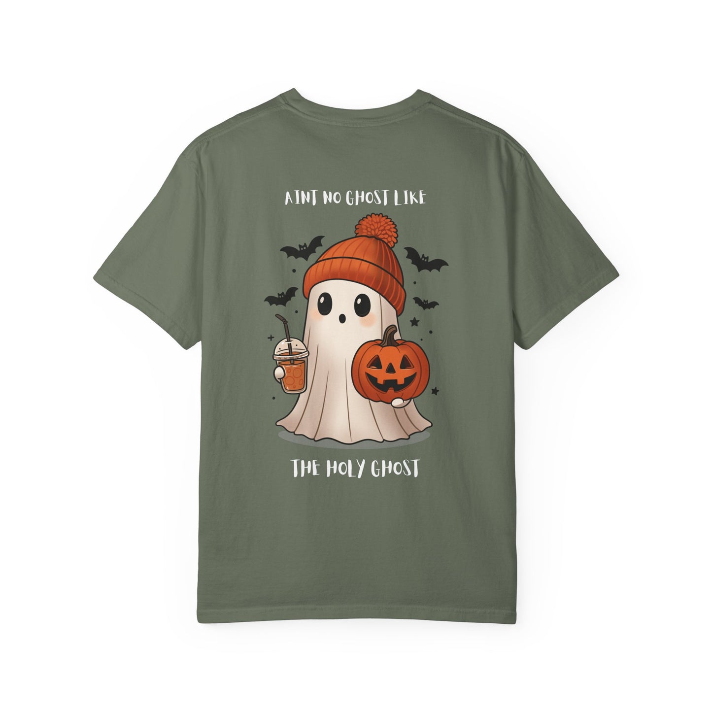 Halloween Holy Ghost T-Shirt, Unisex Garment-Dyed Tee for Halloween, Spooky Season Apparel, Ghost Lover, Cute Halloween Shirt