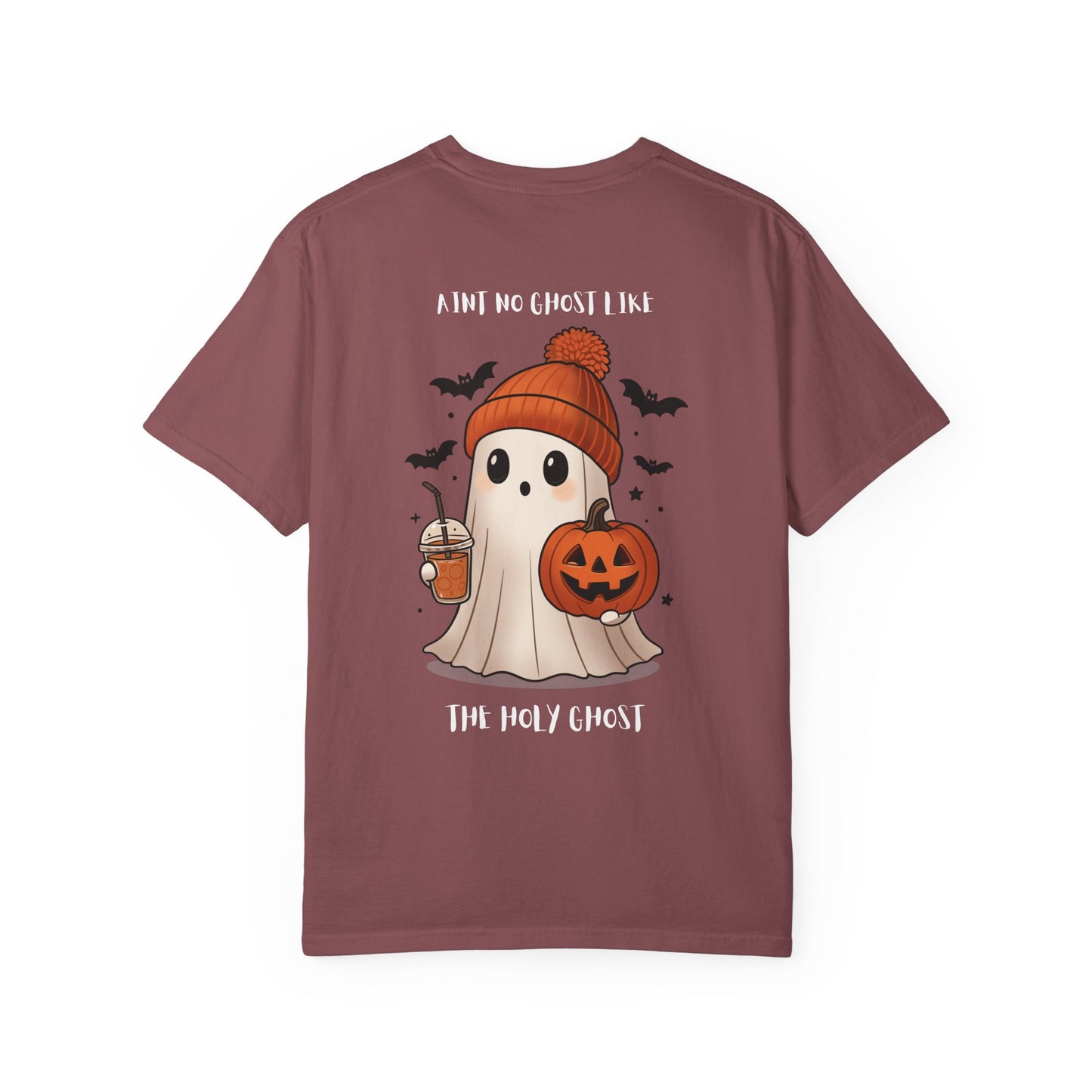 Halloween Holy Ghost T-Shirt, Unisex Garment-Dyed Tee for Halloween, Spooky Season Apparel, Ghost Lover, Cute Halloween Shirt